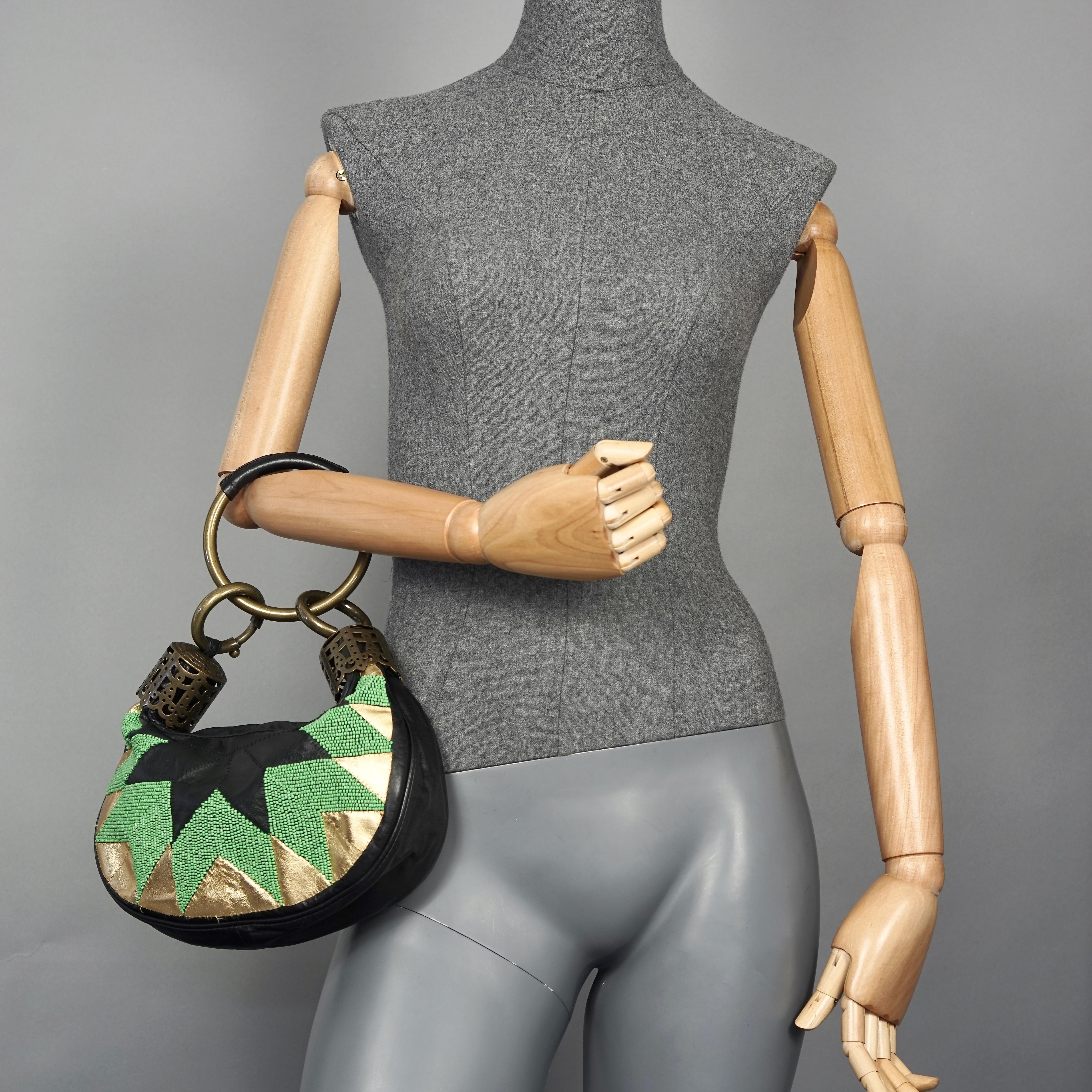 Bolso pulsera de cuero con cuentas vintage CHLOE Negro