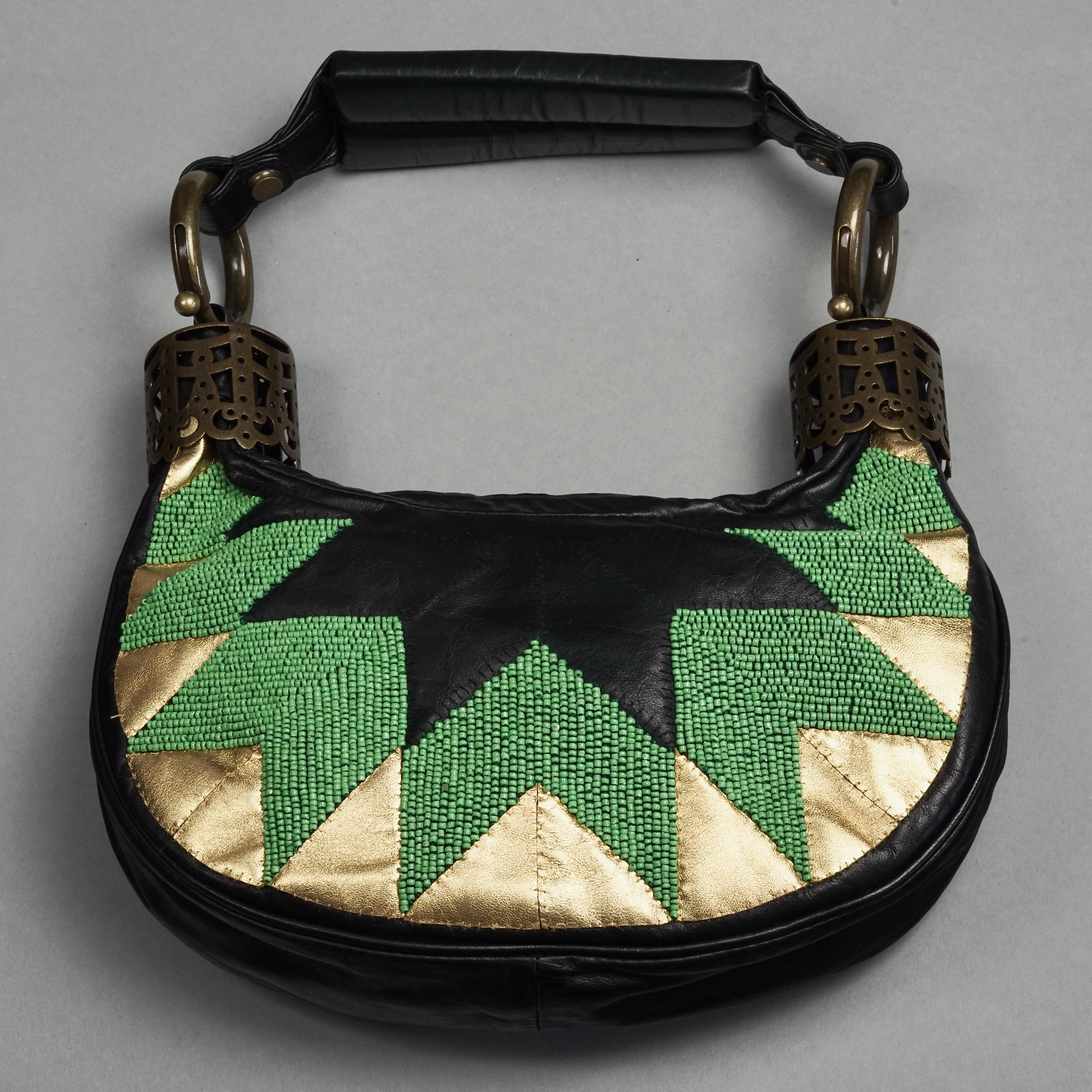Bolso pulsera de cuero con cuentas vintage CHLOE 1