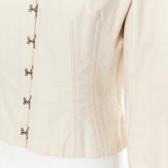 vintage CHLOE beige cotton hook eye boned corset peter pan collar jacket IT42 M