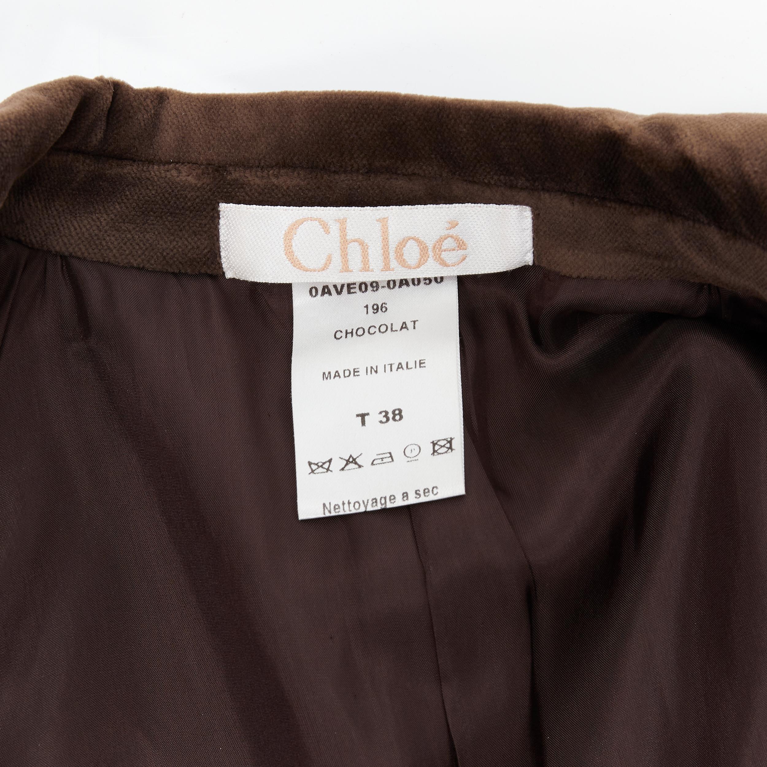 vintage CHLOE brown velvet corset buckle waist blazer pant suit FR38 M 3