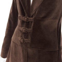 vintage CHLOE brown velvet corset buckle waist blazer pant suit FR38 M