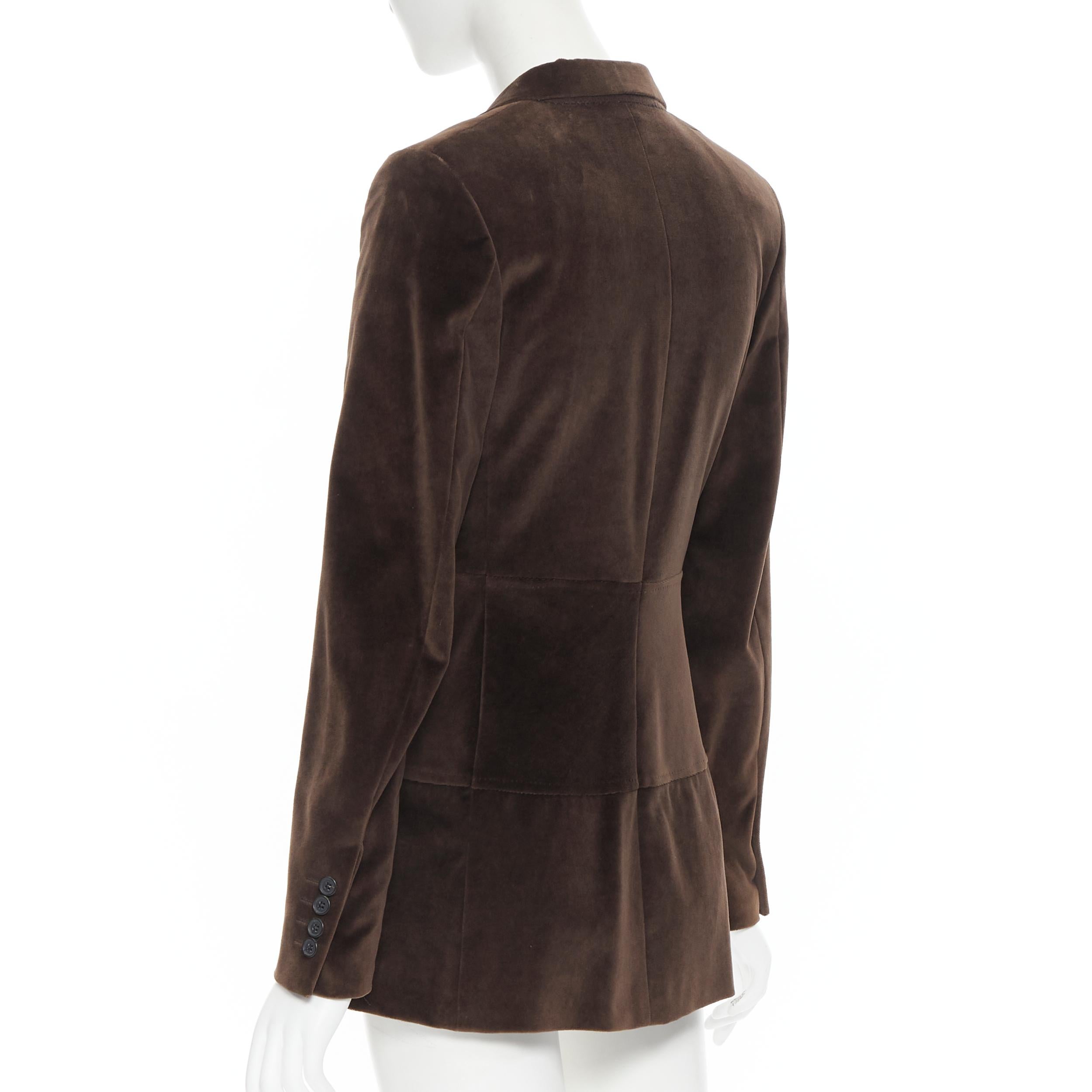 Black vintage CHLOE brown velvet corset buckle waist blazer pant suit FR38 M