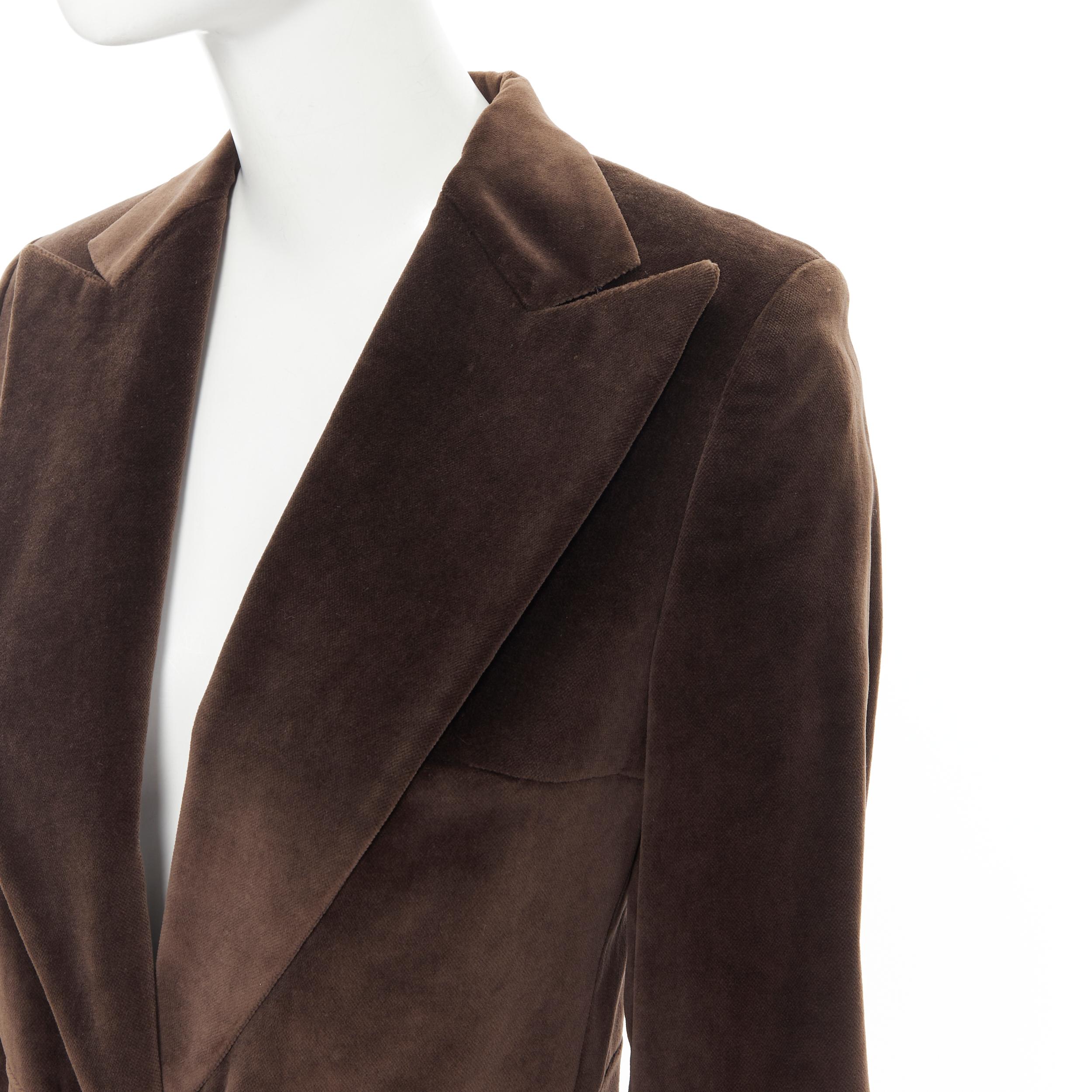 vintage CHLOE brown velvet corset buckle waist blazer pant suit FR38 M In Good Condition In Hong Kong, NT