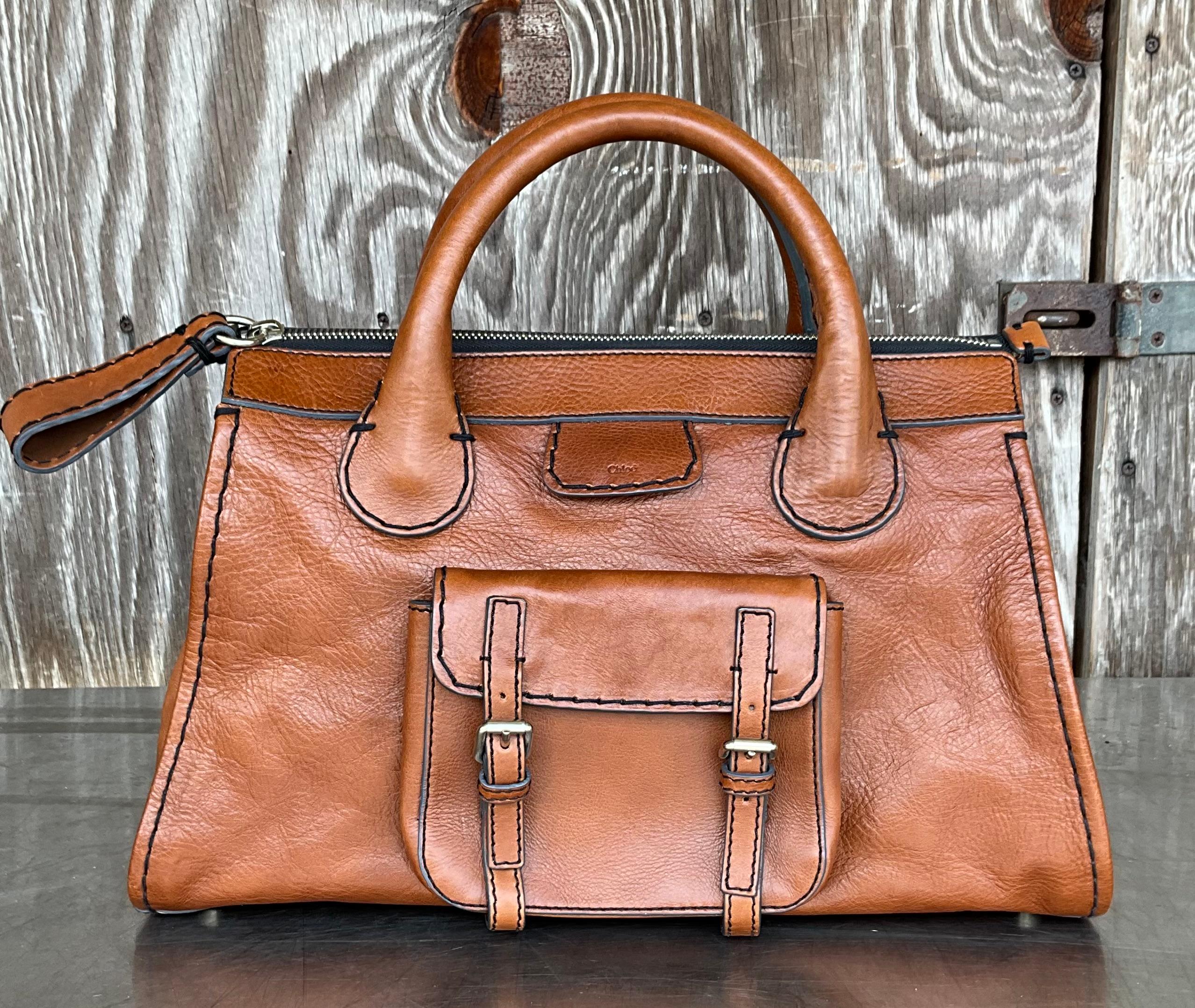 Vintage Chloe Edith Leather Tote In Good Condition For Sale In Lake Worth Beach, FL