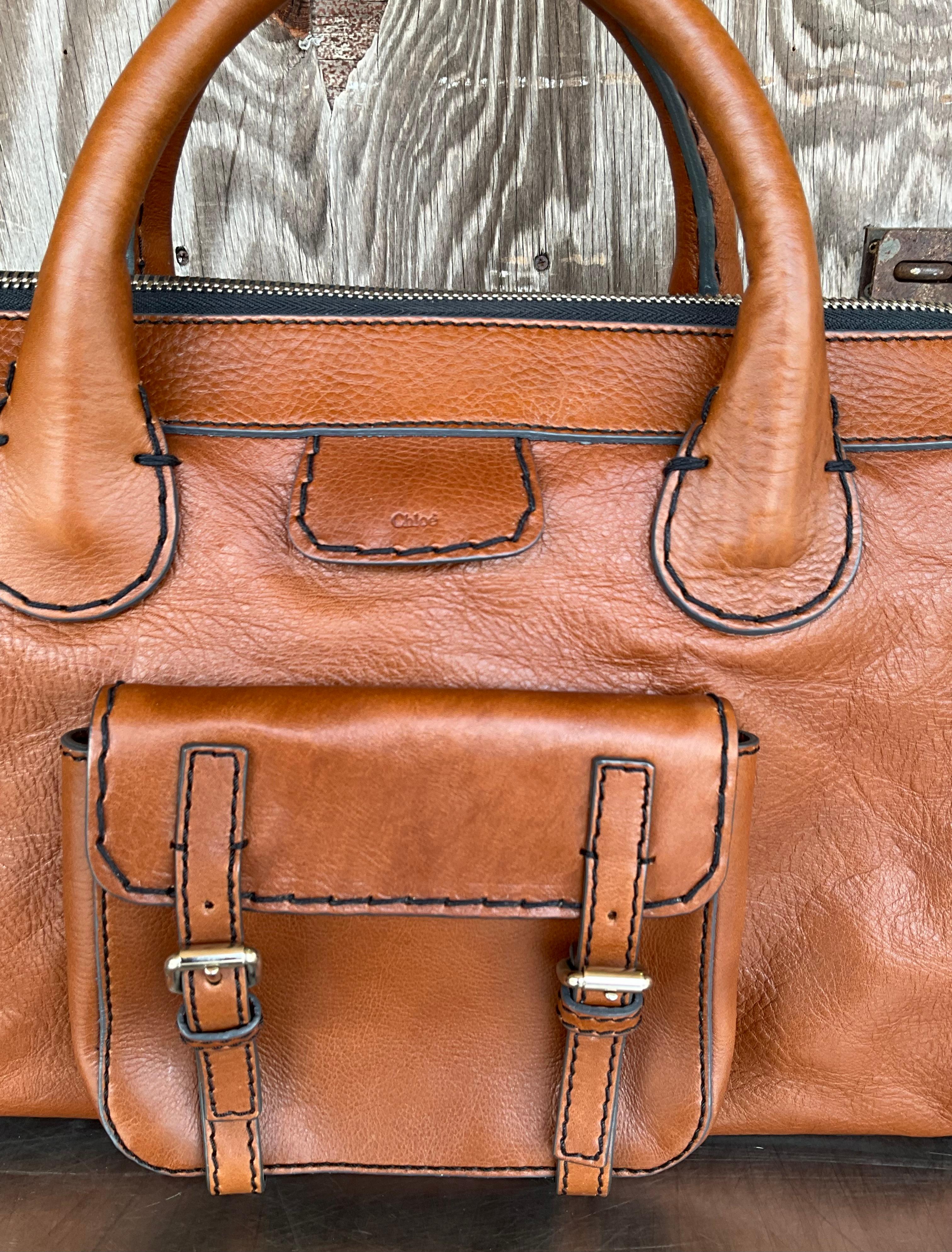 Women's or Men's Vintage Chloe Edith Leather Tote For Sale