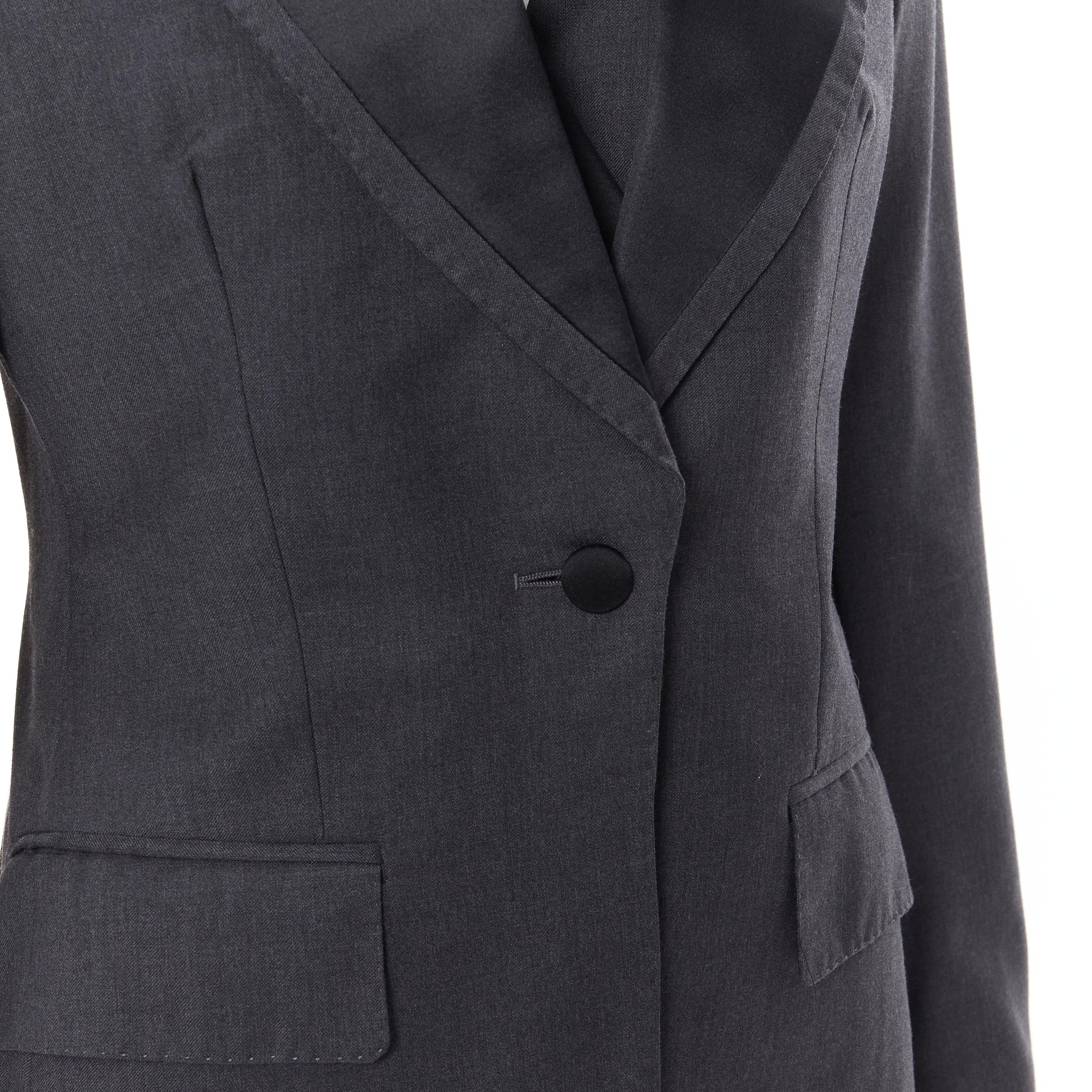 vintage CHLOE grey wool 3-pc tuxedo blazer vest pant suit set 1