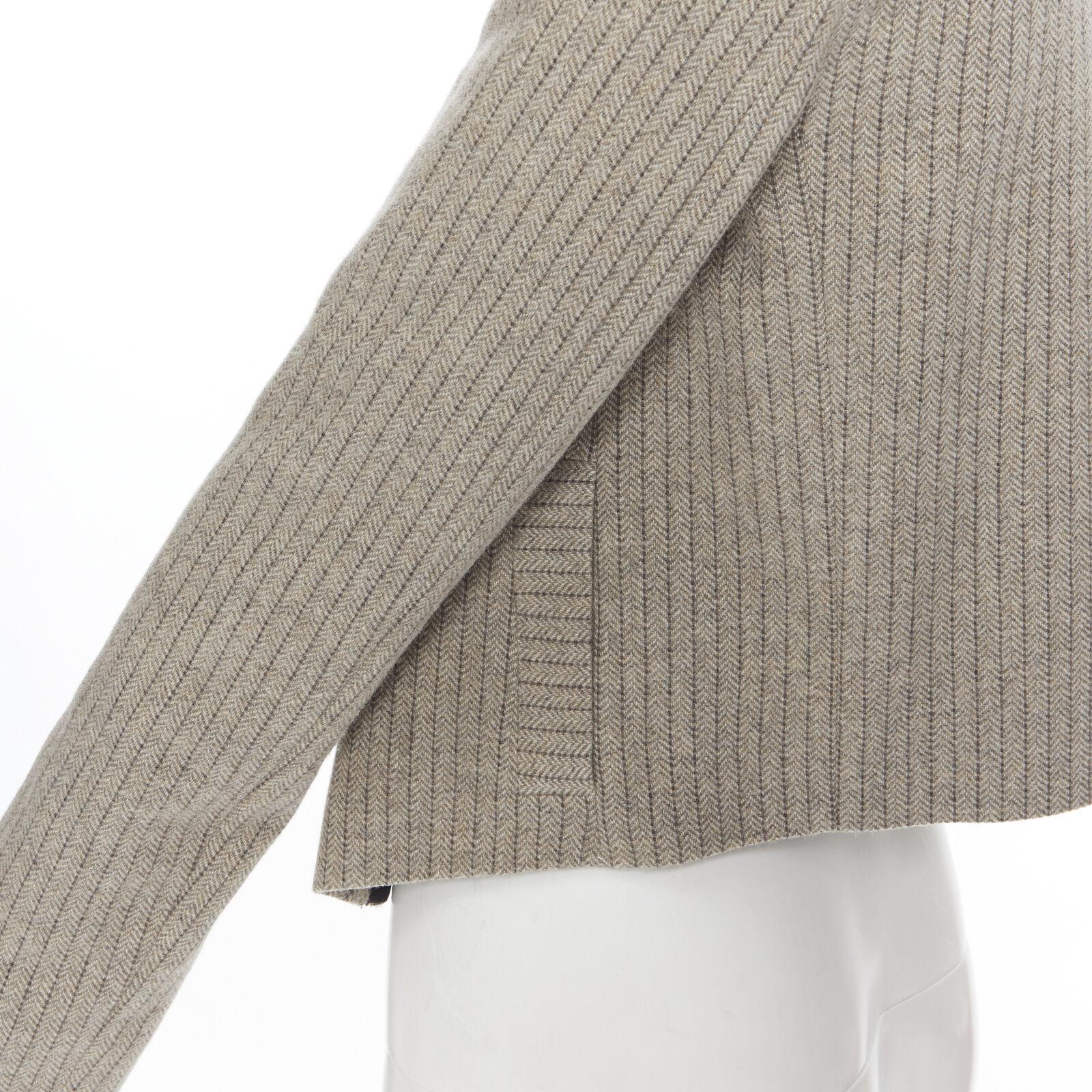 vintage CHLOE grey wool herringbone sequins collar cropped military jacket Fr34 5