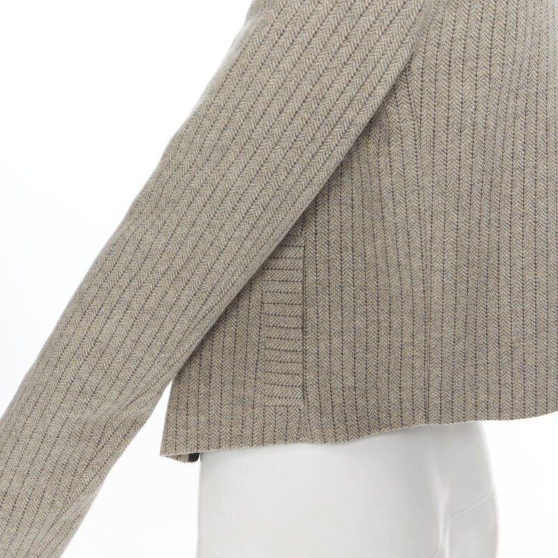 vintage CHLOE grey wool herringbone sequins collar cropped military jacket Fr34 5