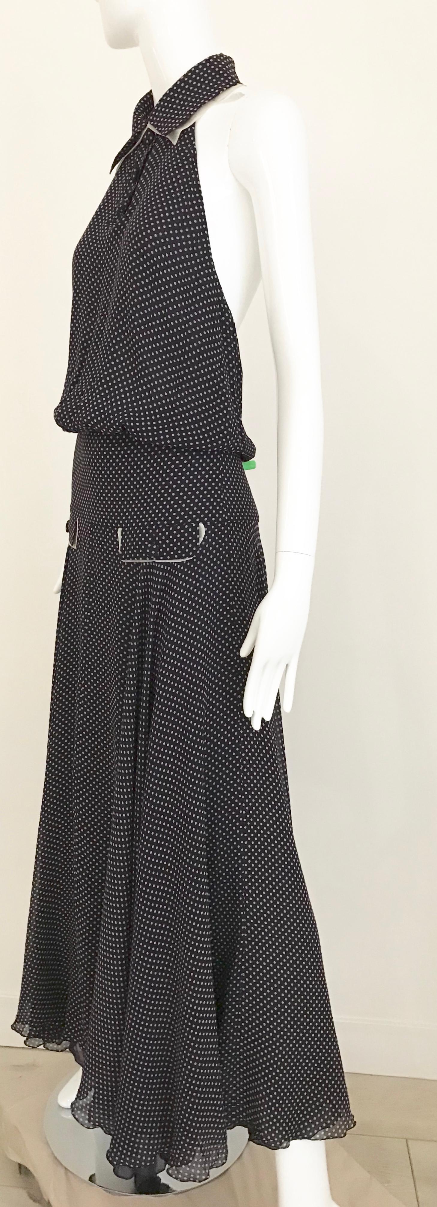 Vintage Chloe Navy Blue Polkadot Silk Dress 5