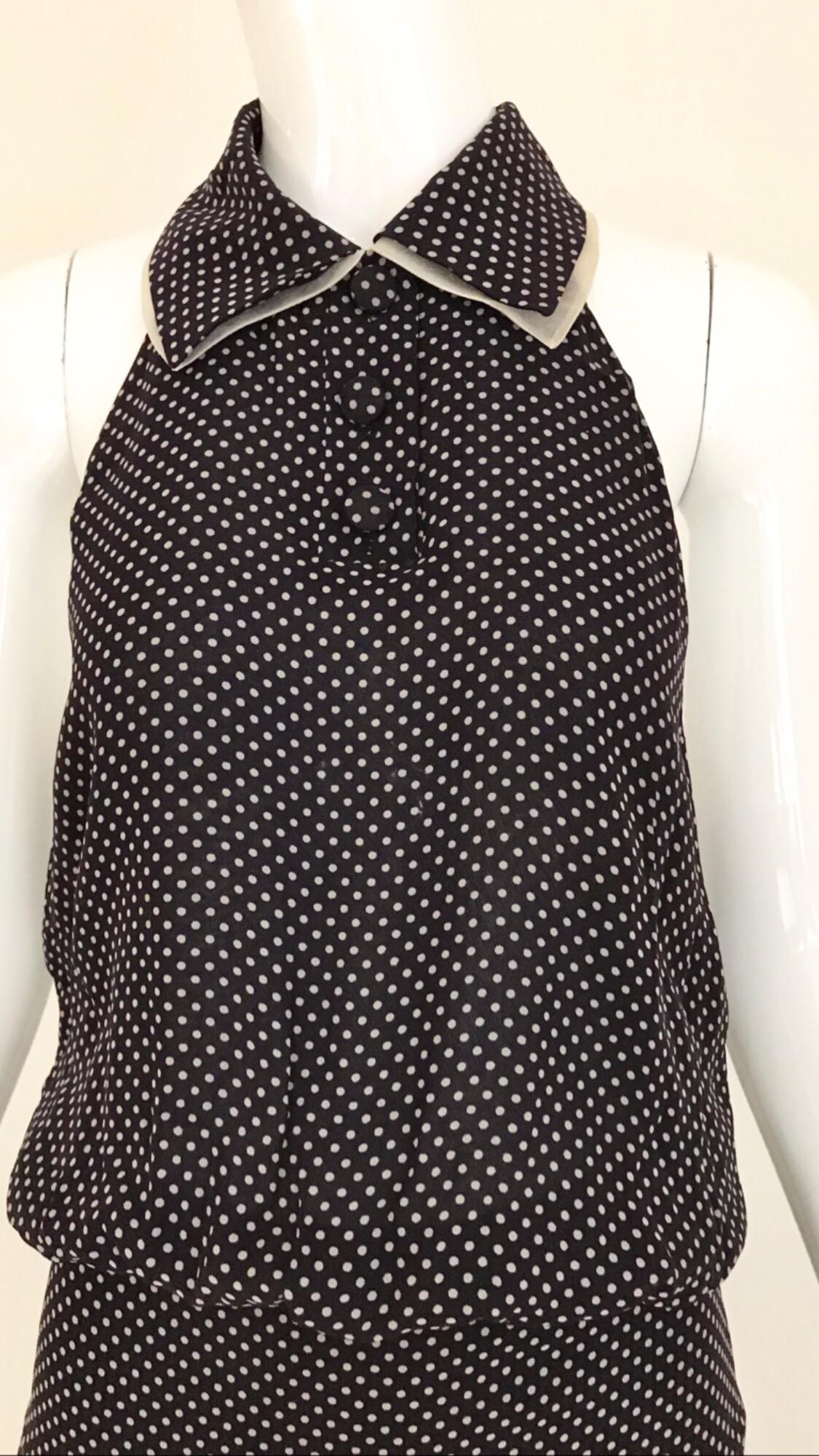 Women's Vintage Chloe Navy Blue Polkadot Silk Dress