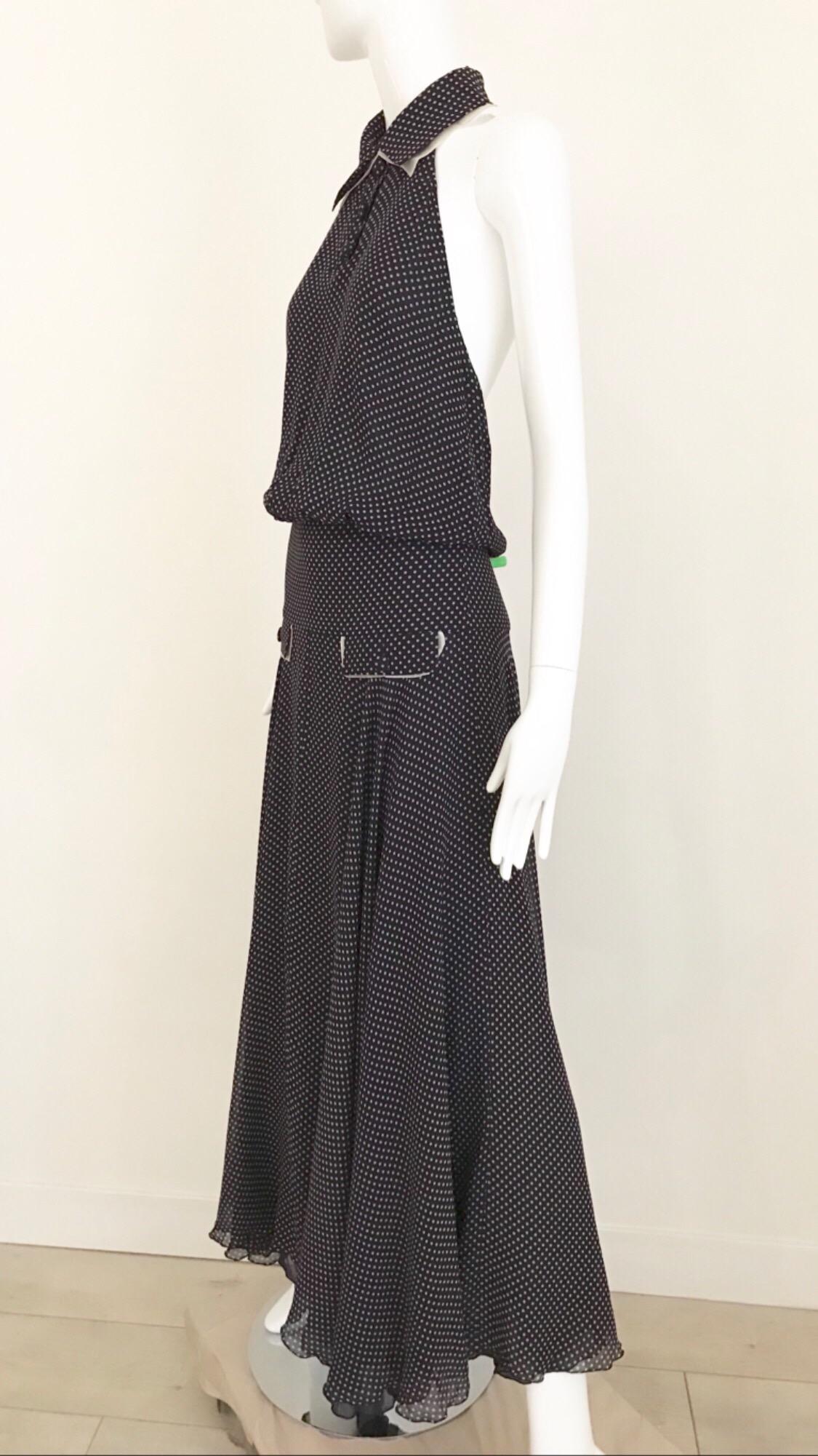 Vintage Chloe Navy Blue Polkadot Silk Dress 1