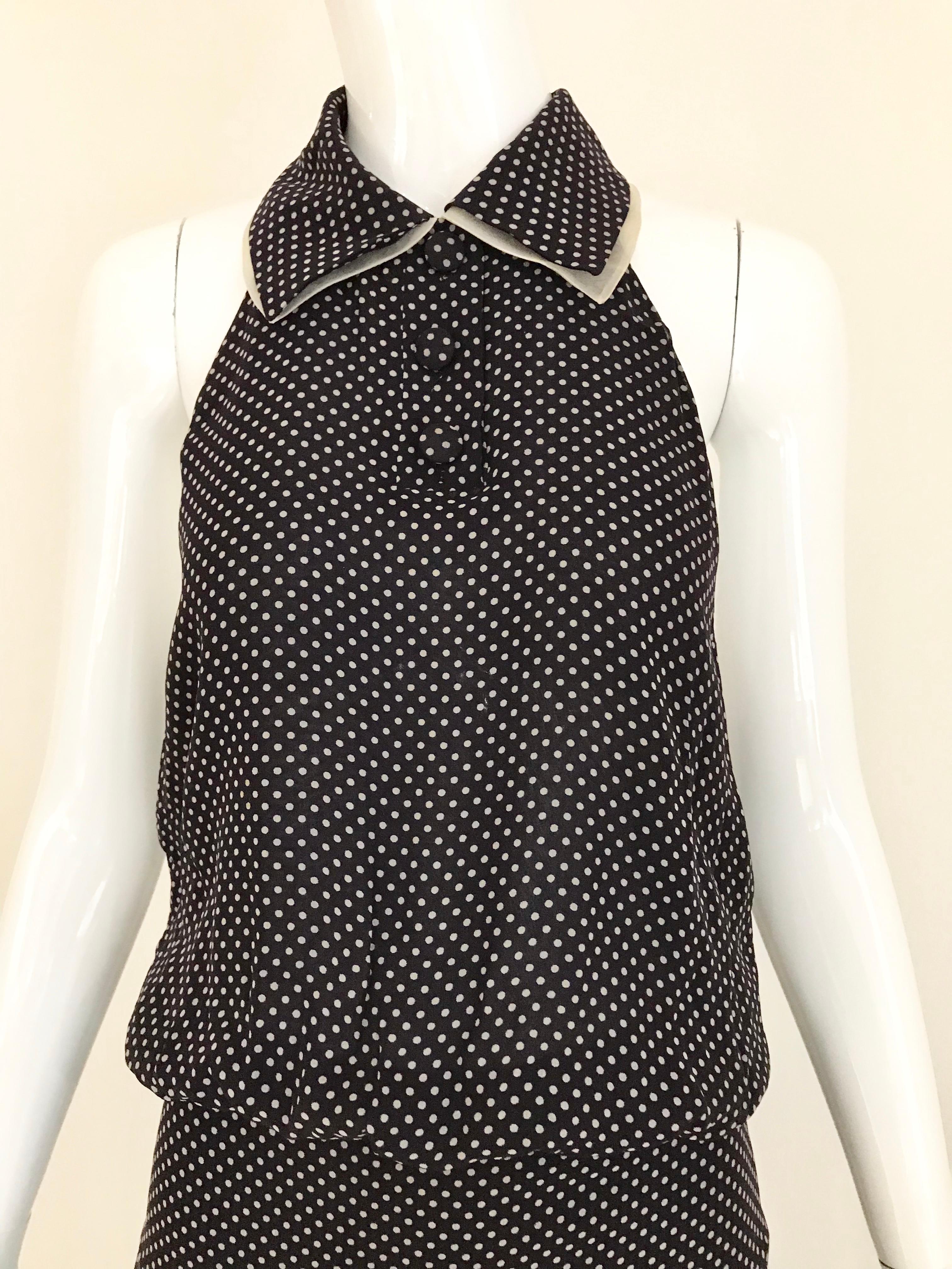 Vintage Chloe Navy Blue Polkadot Silk Dress 3