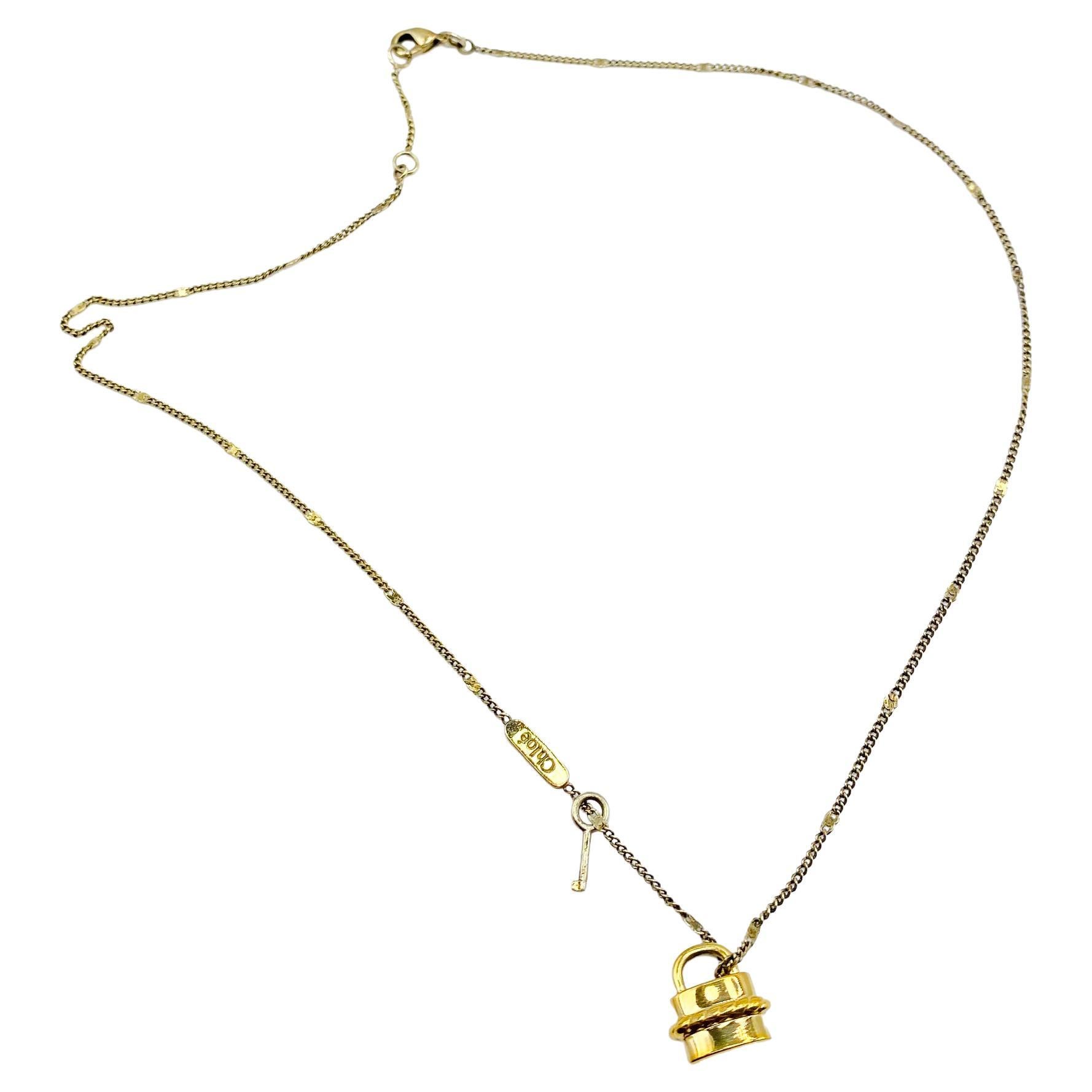 Vintage Chloe Gold Plated Pendant Necklace Y2K For Sale