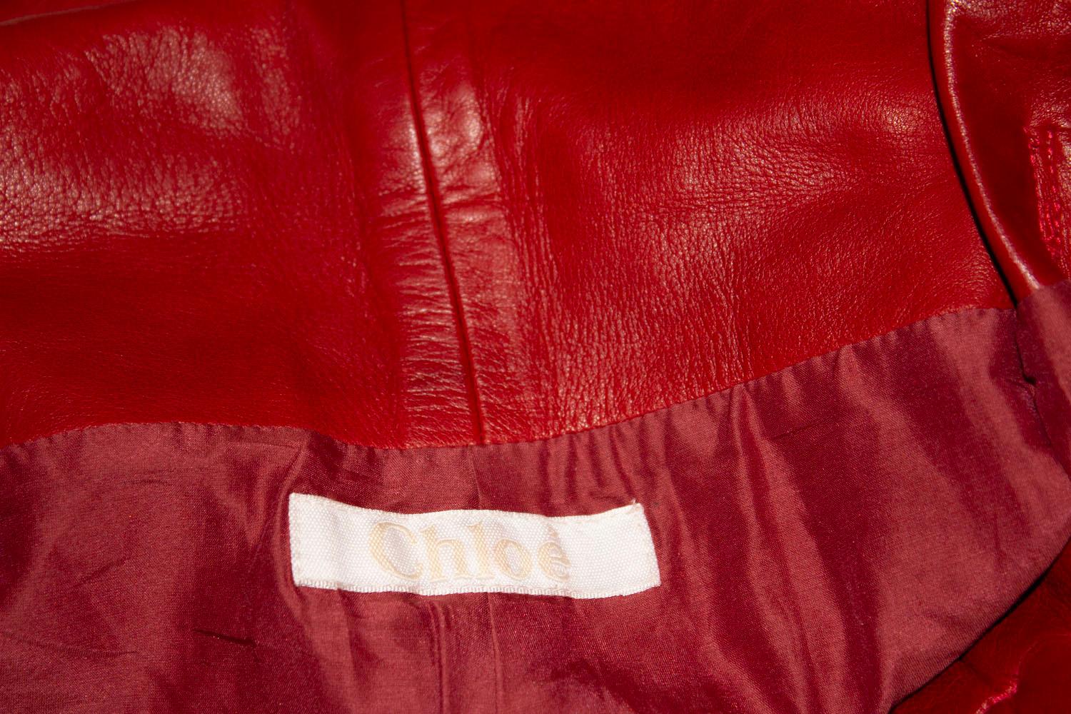 Vintage Chloe Red Leather Shorts In Good Condition For Sale In London, GB