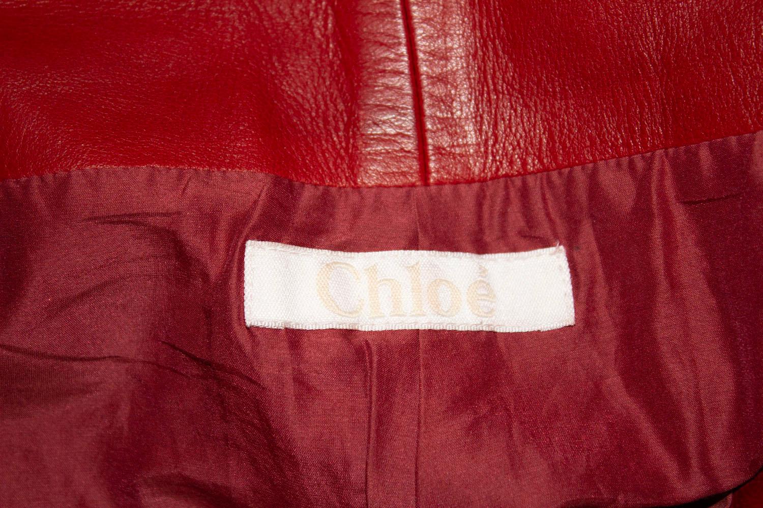 Women's or Men's Vintage Chloe Red Leather Shorts For Sale