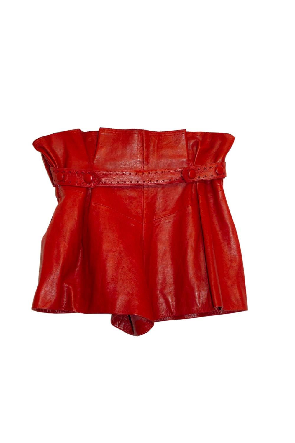 Vintage Chloe Red Leather Shorts For Sale 1