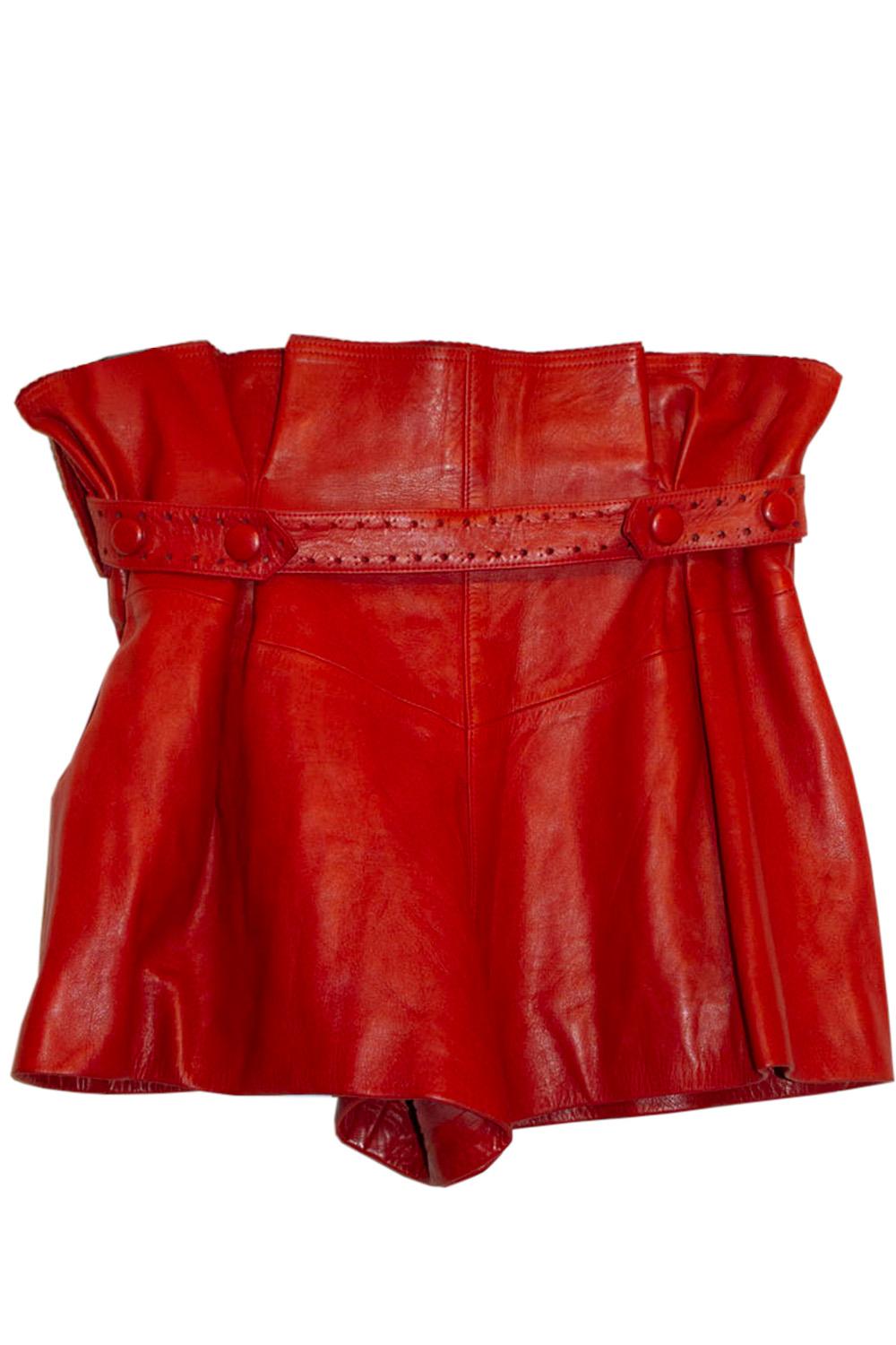 Vintage Chloe Red Leather Shorts For Sale 2