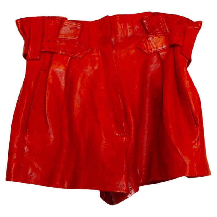 Vintage Chloe Red Leather Shorts For Sale