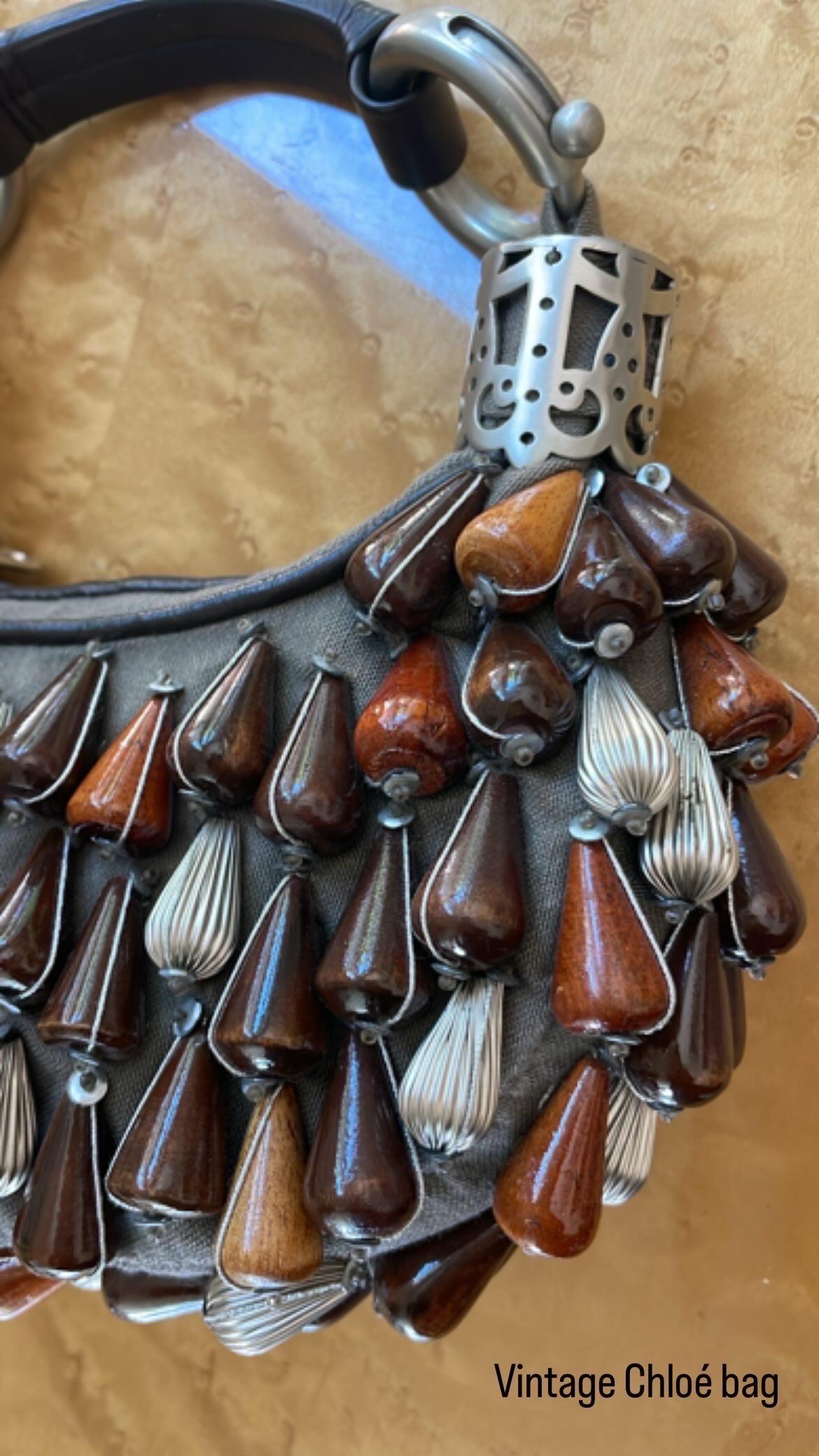 Vintage Chloe Wood Beaded Bag 7