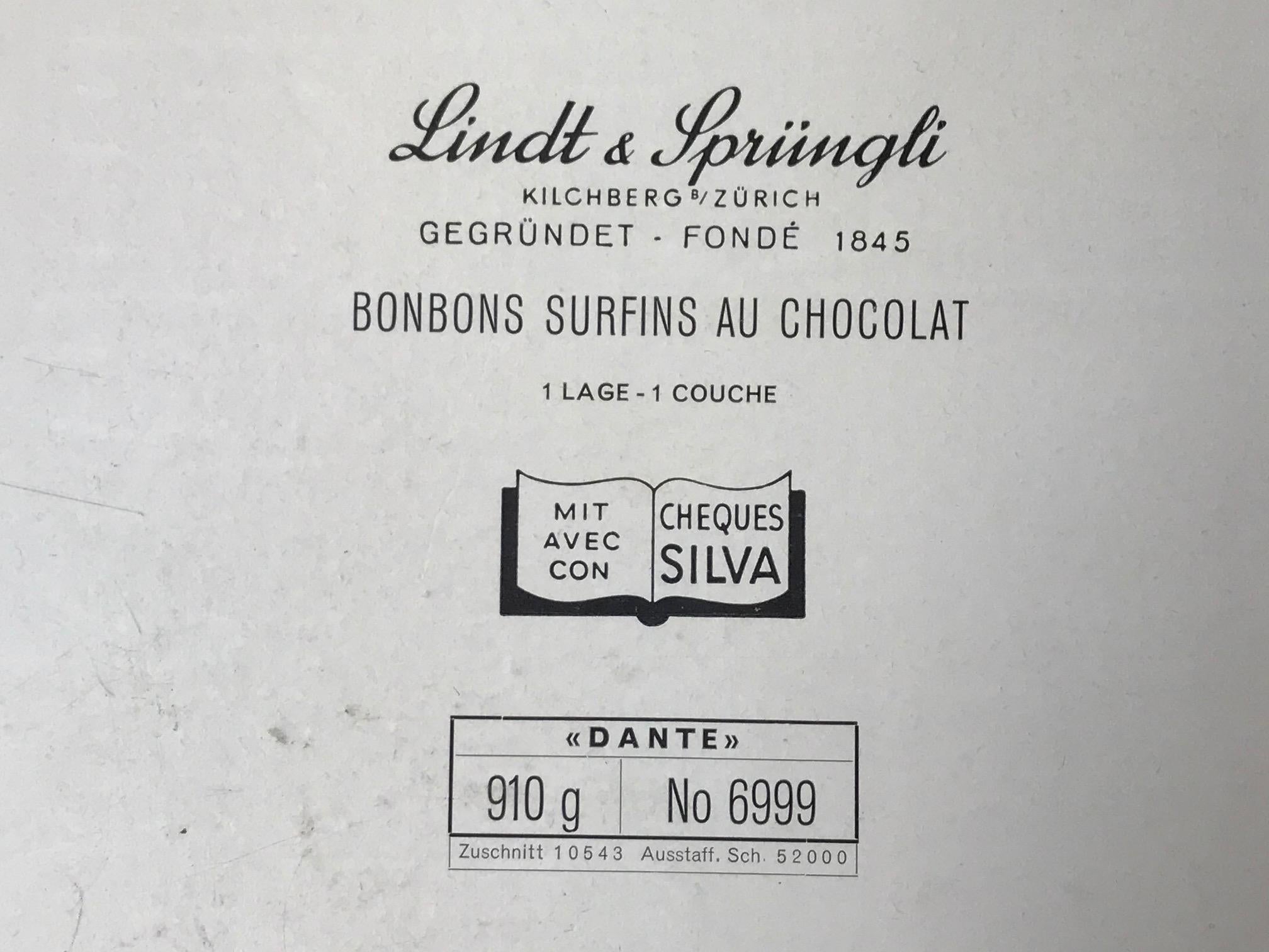 Vintage Chocolate Box by Lindt & Sprüngli, circa 1950 For Sale 1