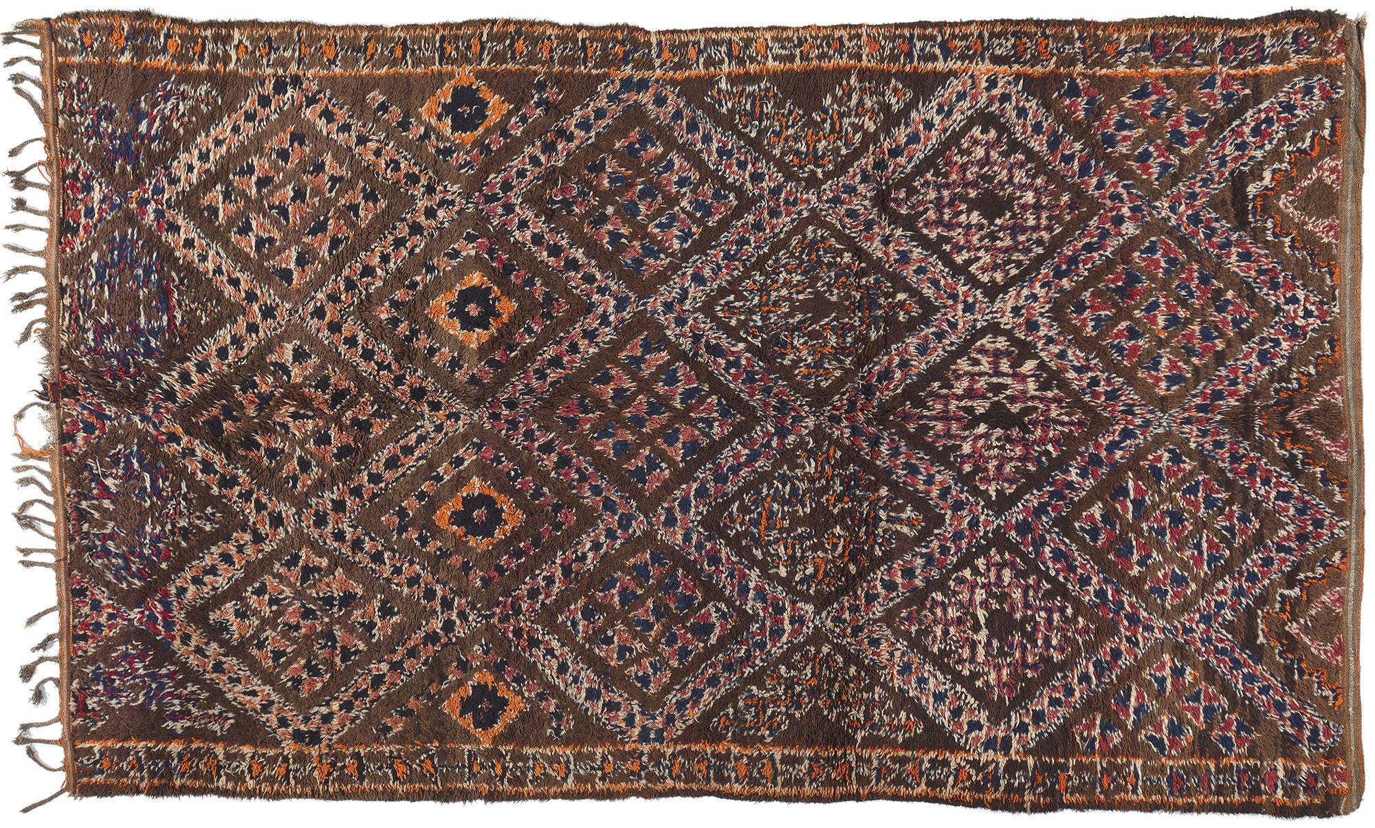 Vintage Brown Beni MGuild Moroccan Rug, Midcentury Modern Meets Cozy Nomad For Sale 3
