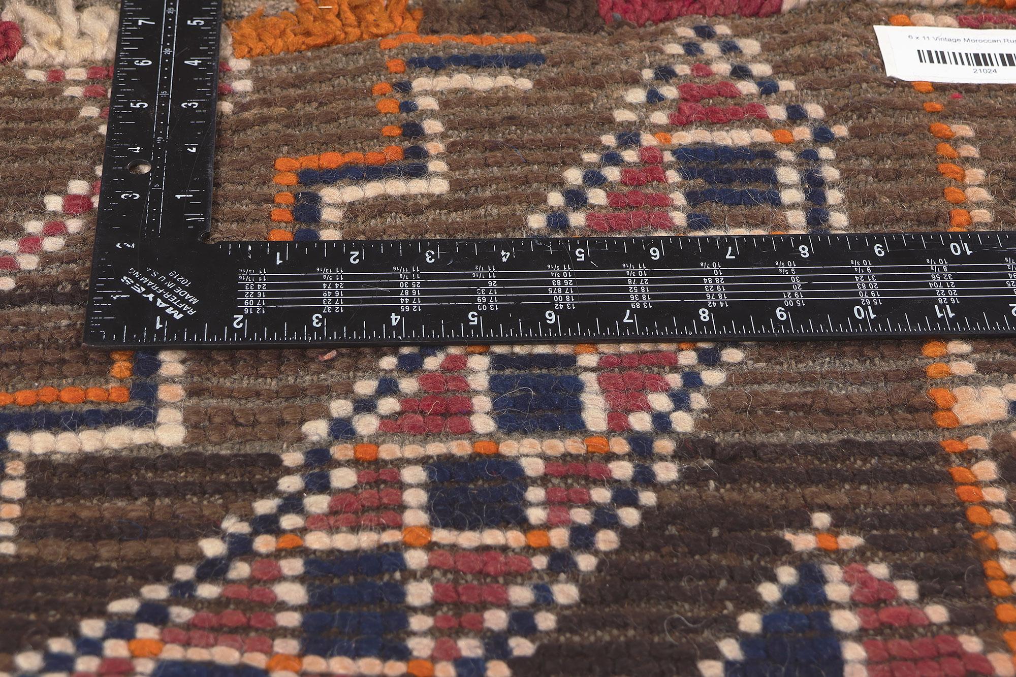 20th Century Vintage Brown Beni MGuild Moroccan Rug, Midcentury Modern Meets Cozy Nomad For Sale