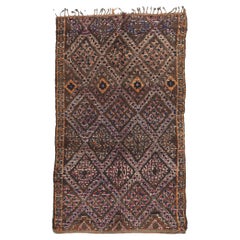 Vintage Brown Beni MGuild Moroccan Rug, Midcentury Modern Meets Cozy Nomad