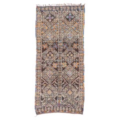 Vintage Brown Beni M'Guild Marokkanischer Teppich, Midcentury Modern Meets Tribal Boho