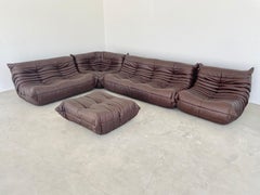 Chocolate Brown Leather Togo Set by Ligne Roset, 1990s France