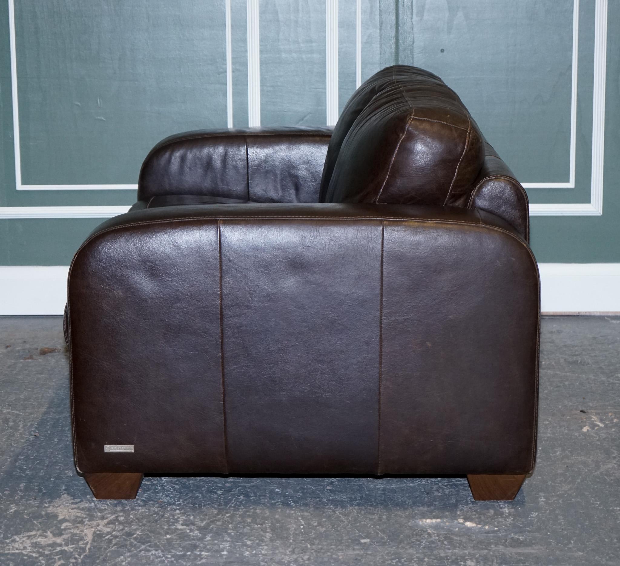 Vintage Chocolate Brown Leather Two Seater Sofa by Sofitalia For Sale 3