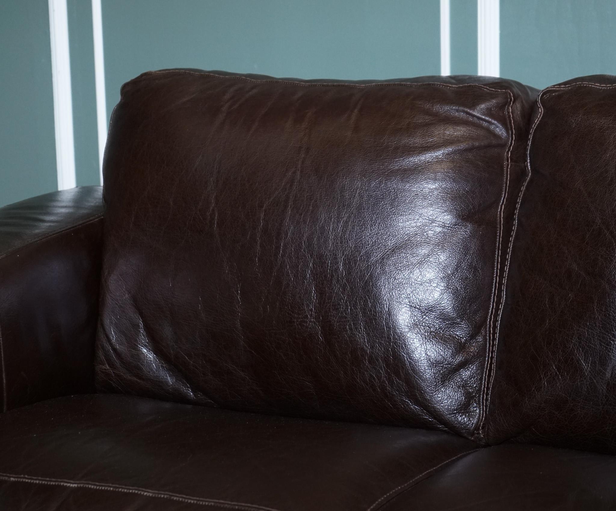 Vintage Chocolate Brown Leather Two Seater Sofa by Sofitalia In Good Condition For Sale In Pulborough, GB
