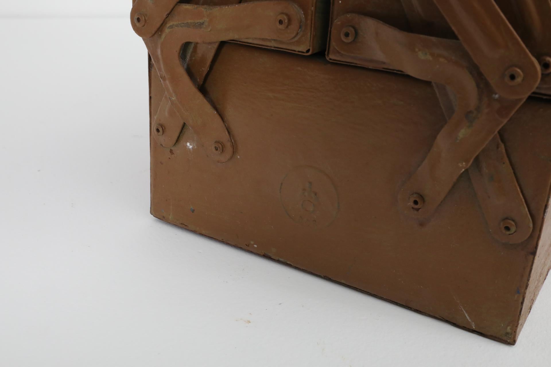 Vintage Chocolate Brown Metal Tool or Tackle Box For Sale 8