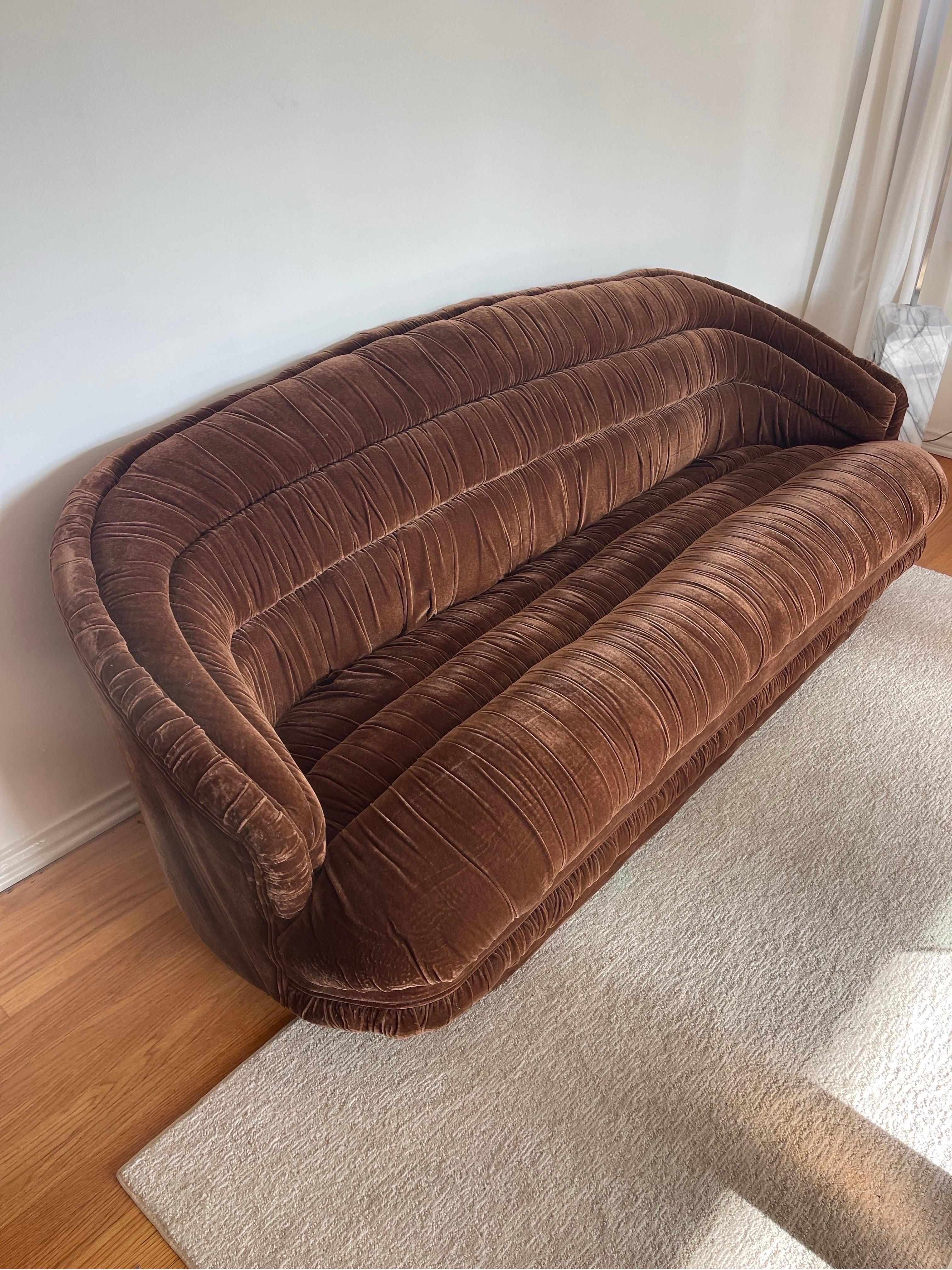 Sofá vintage de mohair marrón chocolate Mohair