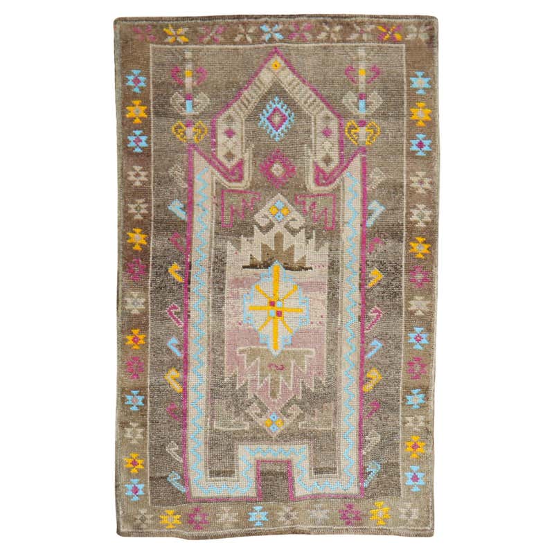 Vintage Turkish Brown Rug For Sale at 1stDibs