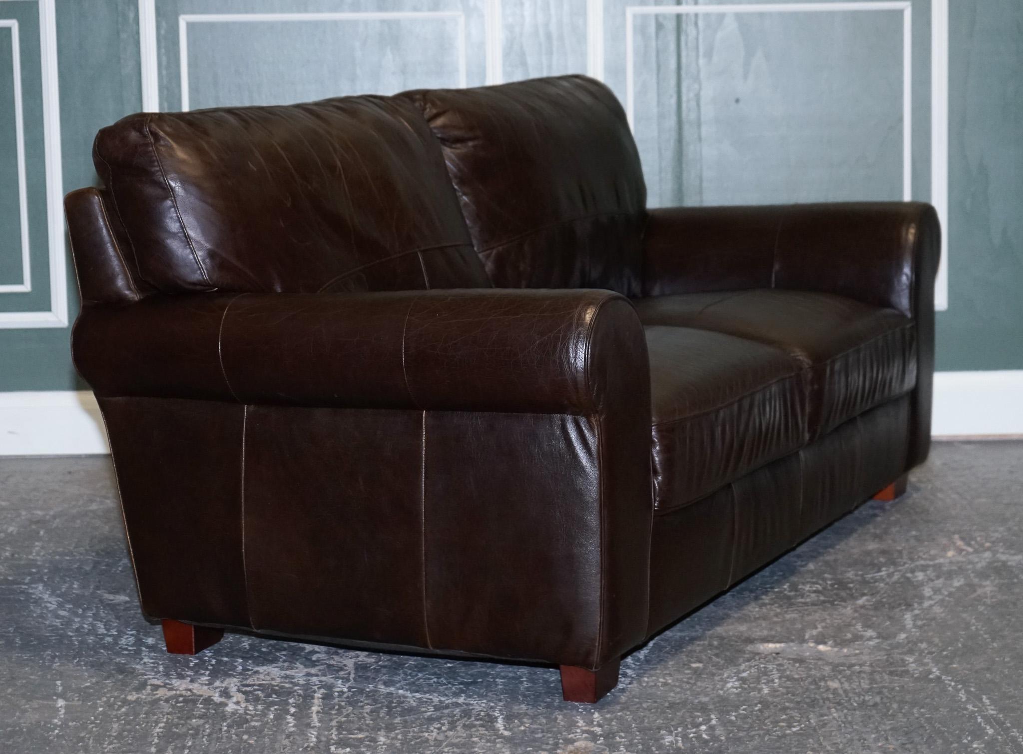 ViNTAGE CHOCOLATE BROWN TWO TO THREE SEATER SOFA For Sale 2