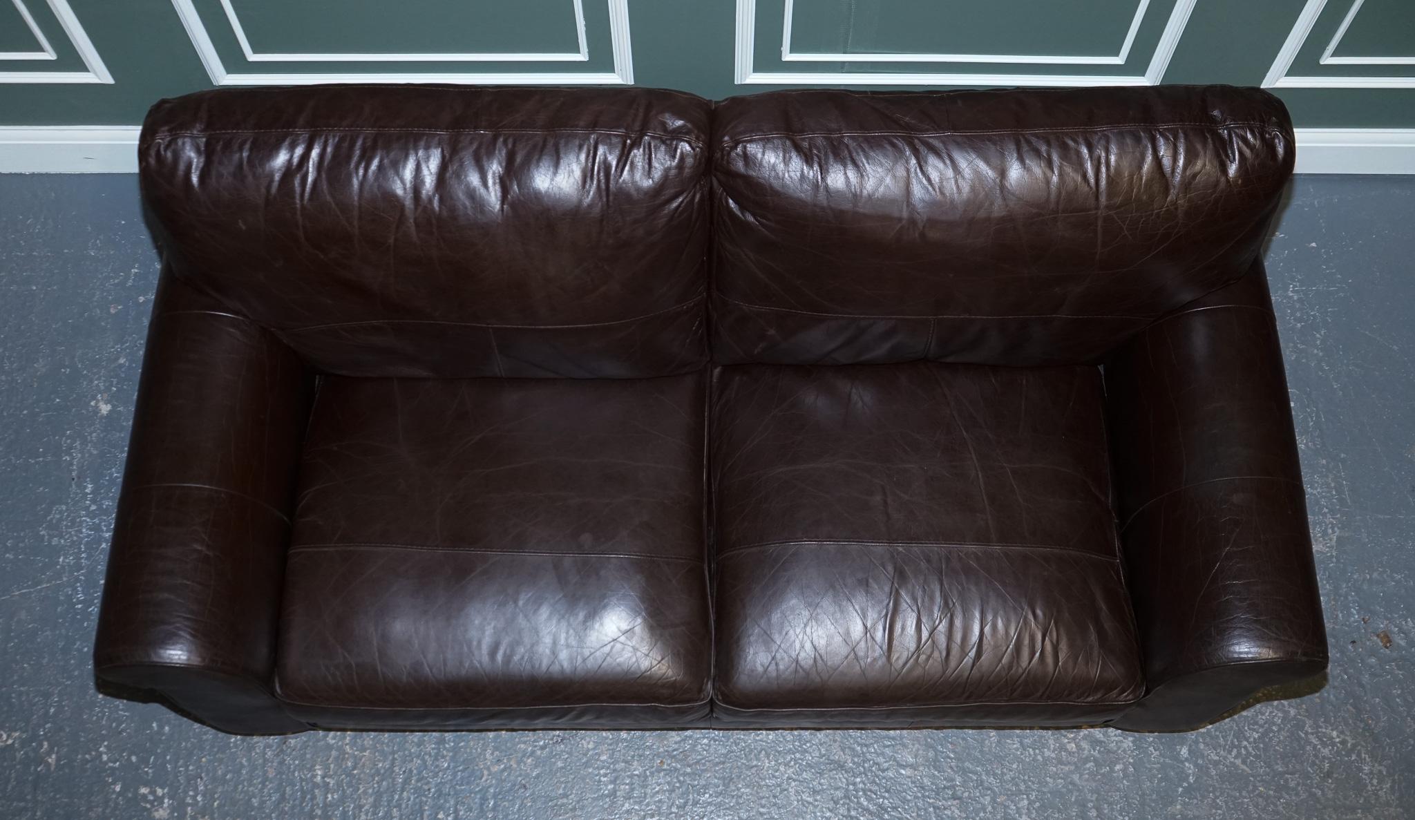Hand-Crafted ViNTAGE CHOCOLATE BROWN TWO TO THREE SEATER SOFA For Sale