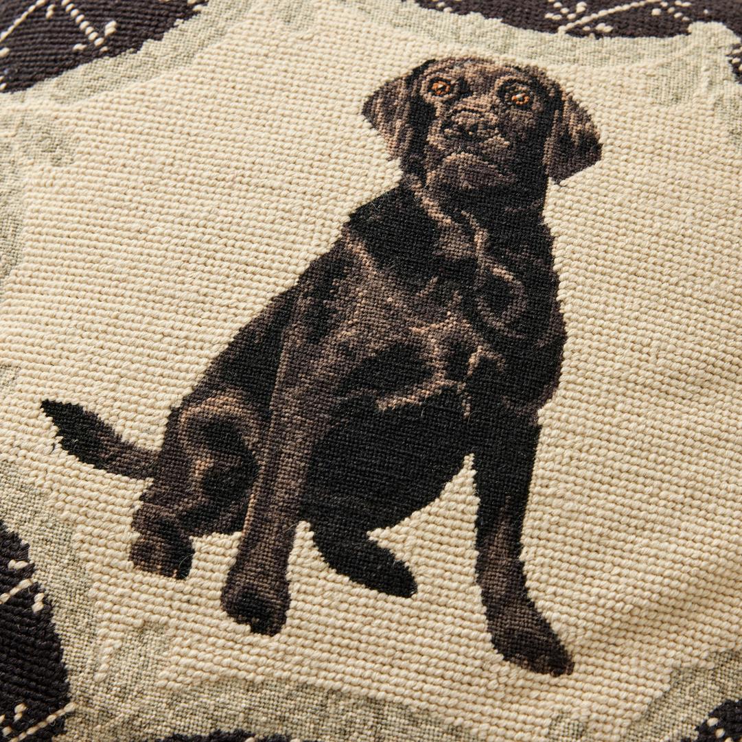 Vintage Chocolate Lab Needlepoint-Kissen (Gobelinstrickerei)