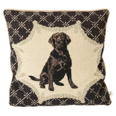 Vintage Chocolate Lab Needlepoint-Kissen