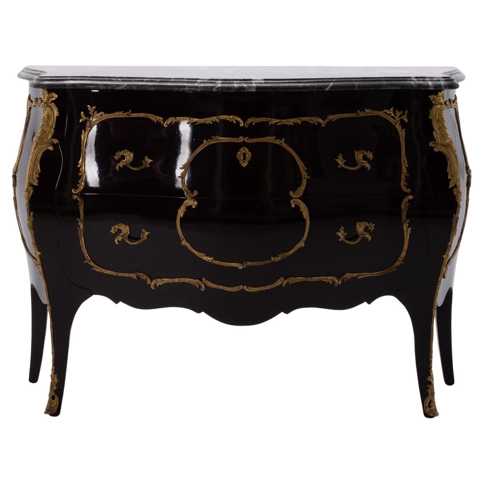 Vintage Chocolate Louis XV Style Commode For Sale