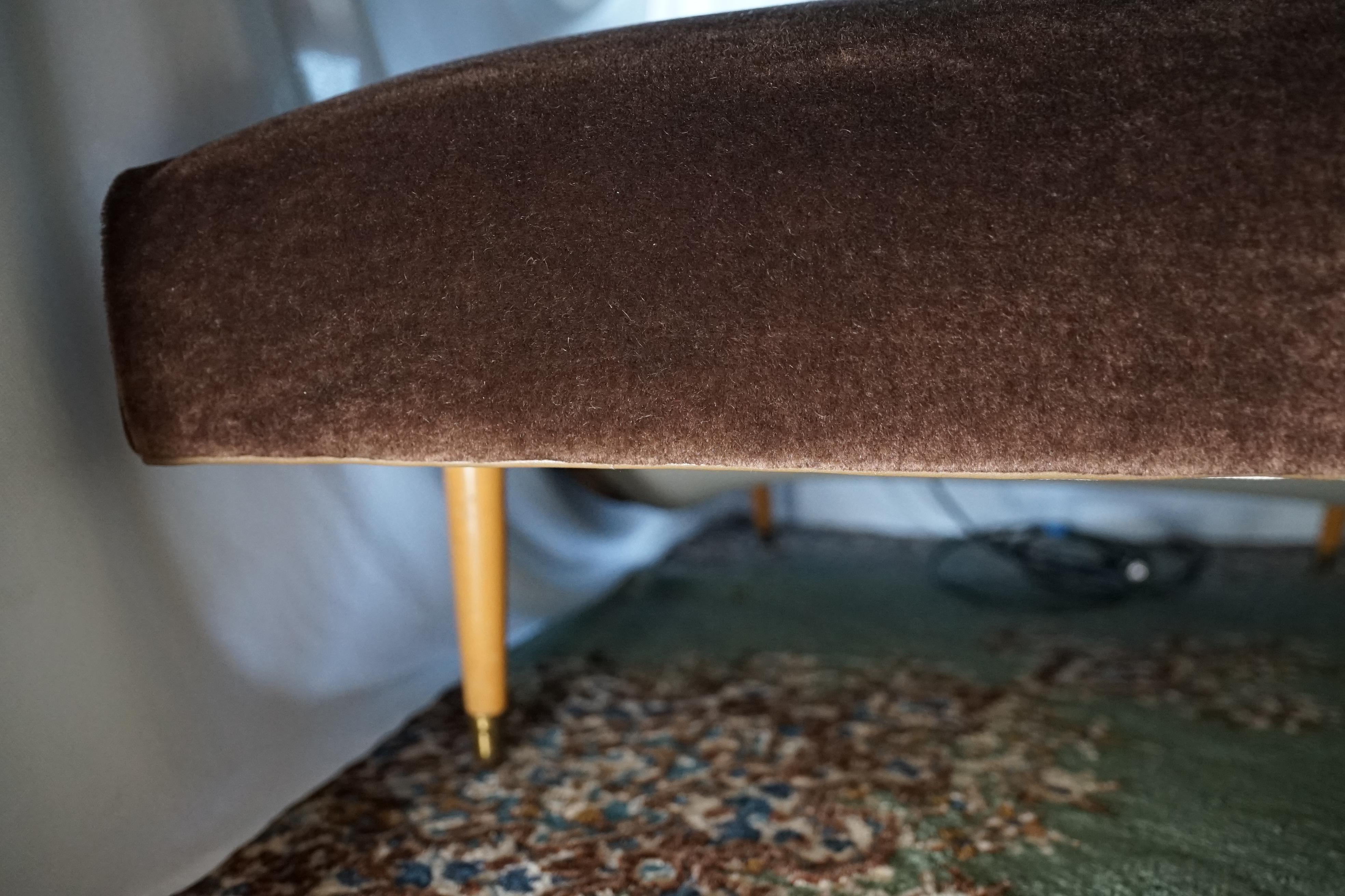 Custom Chaise Lounge Mohair Dark Chocolate Electric Motor Extra Wide 1960s  For Sale 2