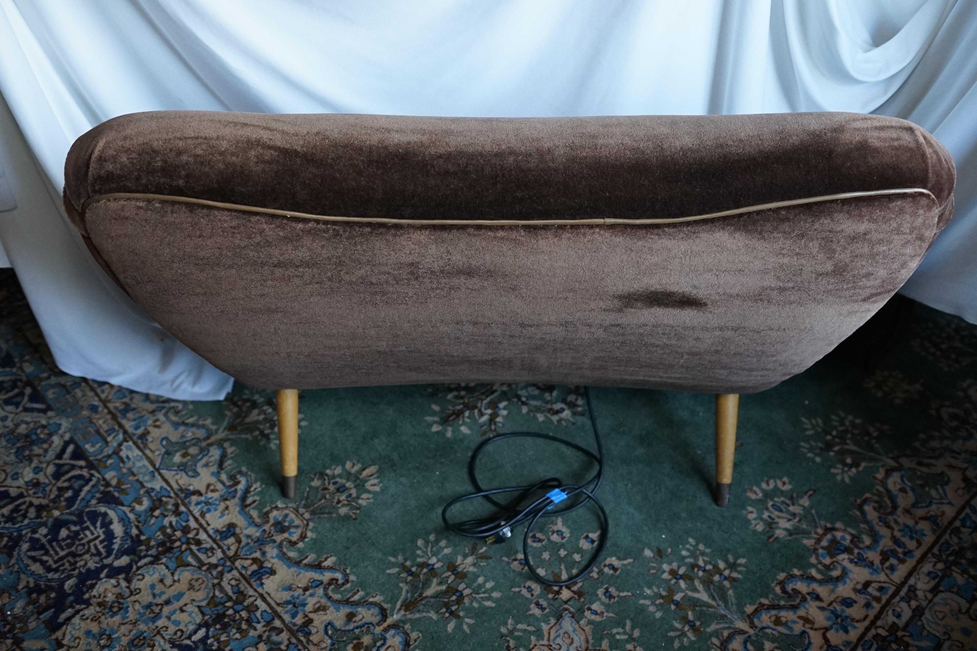 Custom Chaise Lounge Mohair Dark Chocolate Electric Motor Extra Wide 1960s  For Sale 8