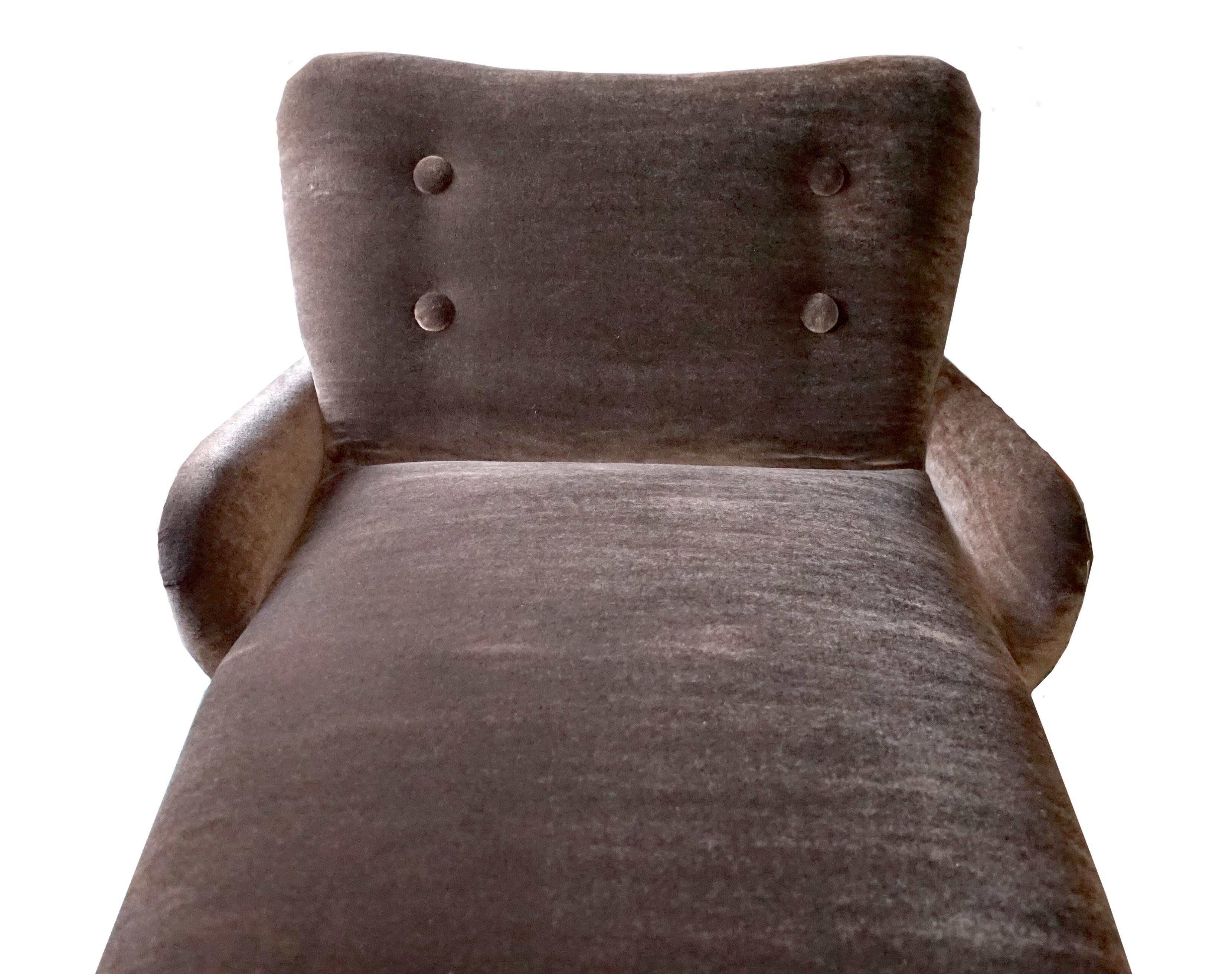 American Custom Chaise Lounge Mohair Dark Chocolate Electric Motor Extra Wide 1960s  For Sale