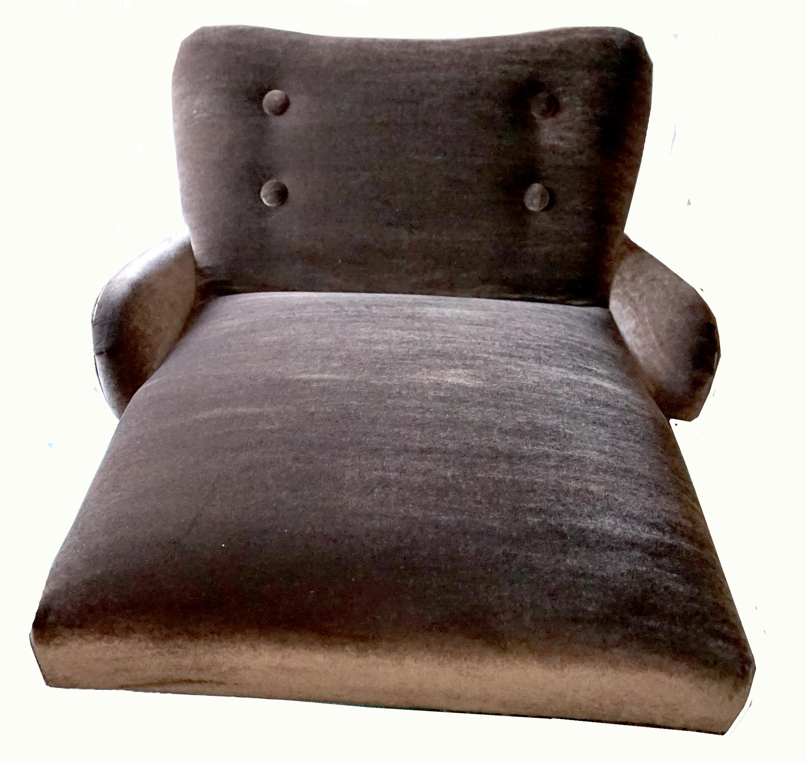 Other Custom Chaise Lounge Mohair Dark Chocolate Electric Motor Extra Wide 1960s  For Sale