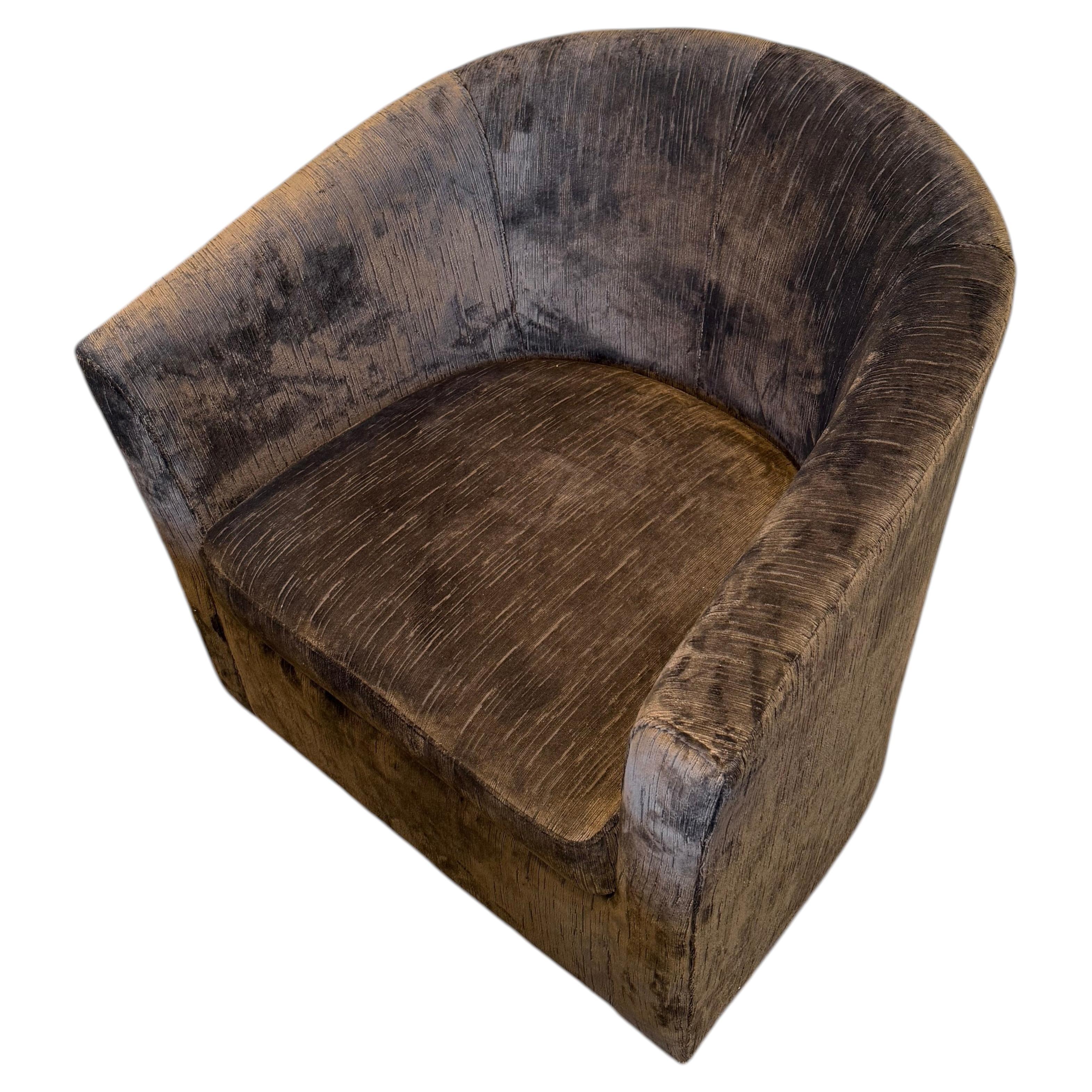 Vintage Chocolate Velvet Swivel Chairs; Sold Separately For Sale