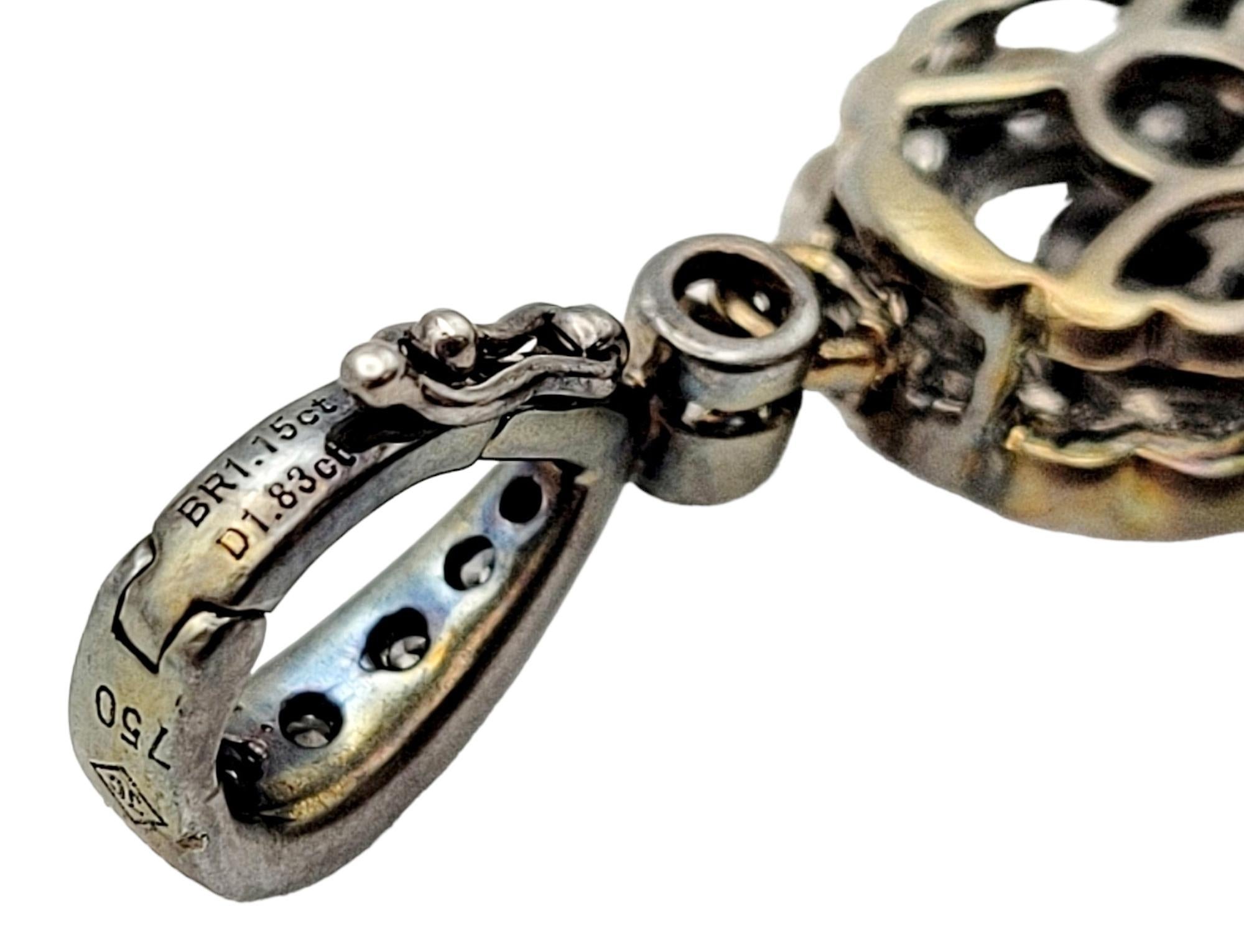 Pendentif croix XL en or blanc et rhodium noir, chocolat et diamant blanc vintage en vente 4