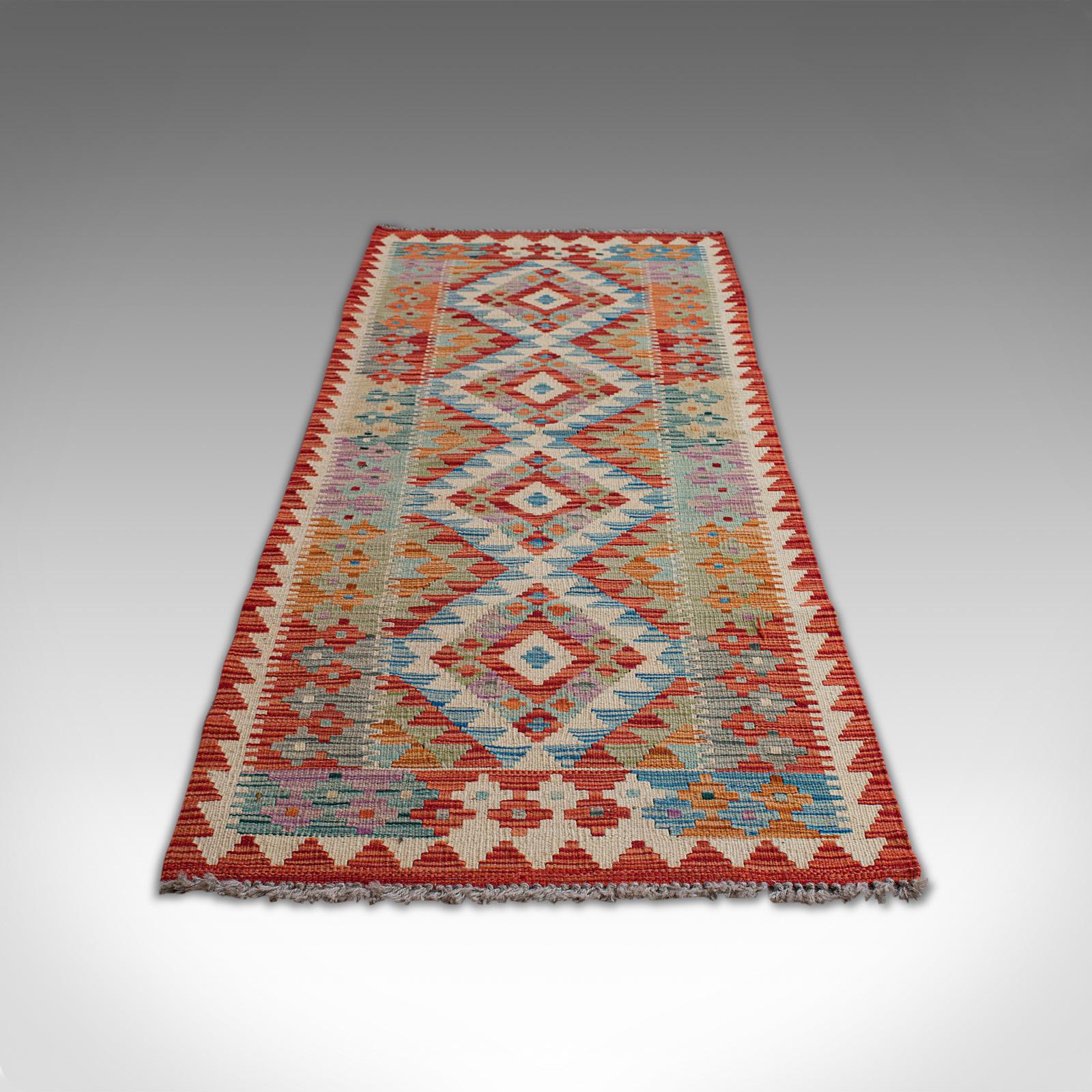 Wool Vintage Choli Kilim Runner Persian Handwoven, Decorative Hall Carpet, circa 1960 For Sale