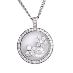 Vintage Chopard 1.45 carat diamond 18k white gold "Happy" snowflake necklace