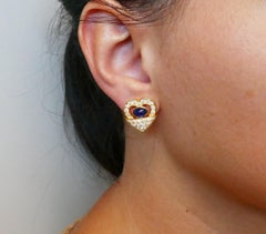 Vintage Chopard 18k Yellow Gold Earrings with Diamond Sapphire