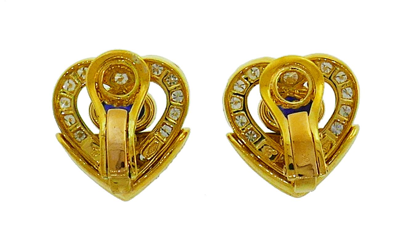 Vintage Chopard 18k Yellow Gold Earrings with Diamond Sapphire For Sale 1