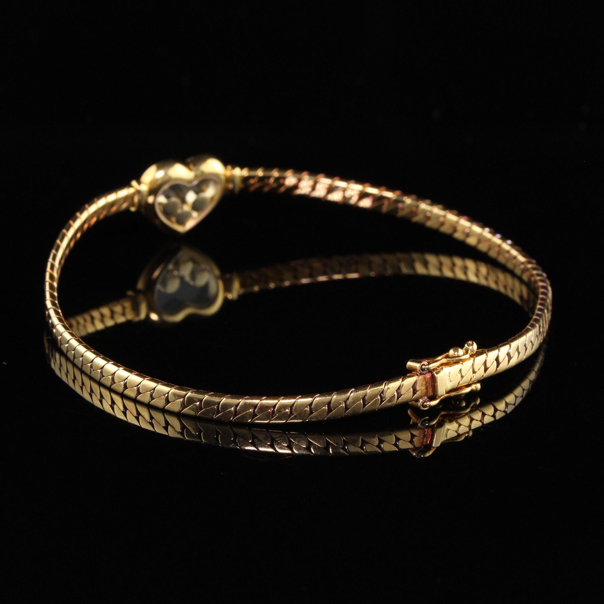 Modern Vintage Chopard 18 Karat Yellow Gold Happy Diamonds Heart Bracelet